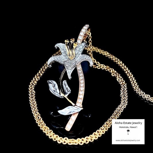 Simon G. Diamond & Yellow Sapphire Floral Pendant 18K