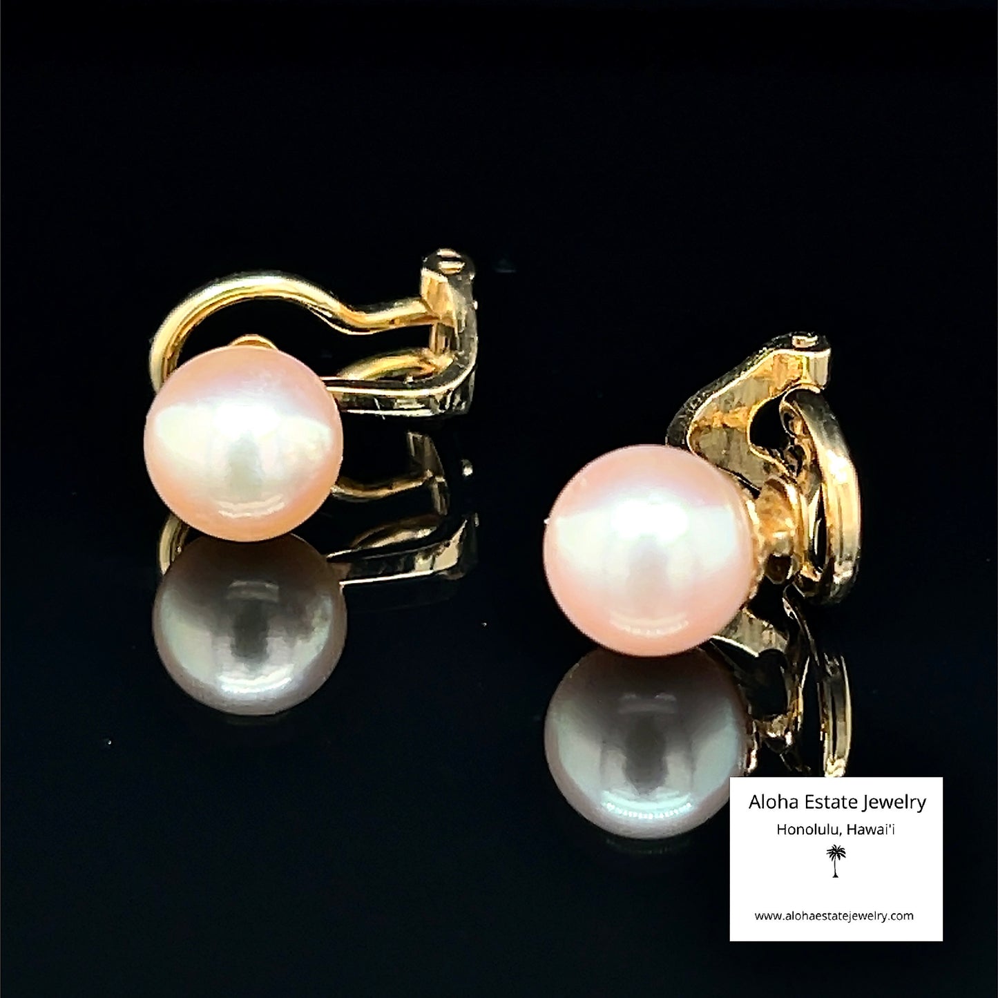 Vintage 18K Franz Bruening Akoya Pearl Earrings