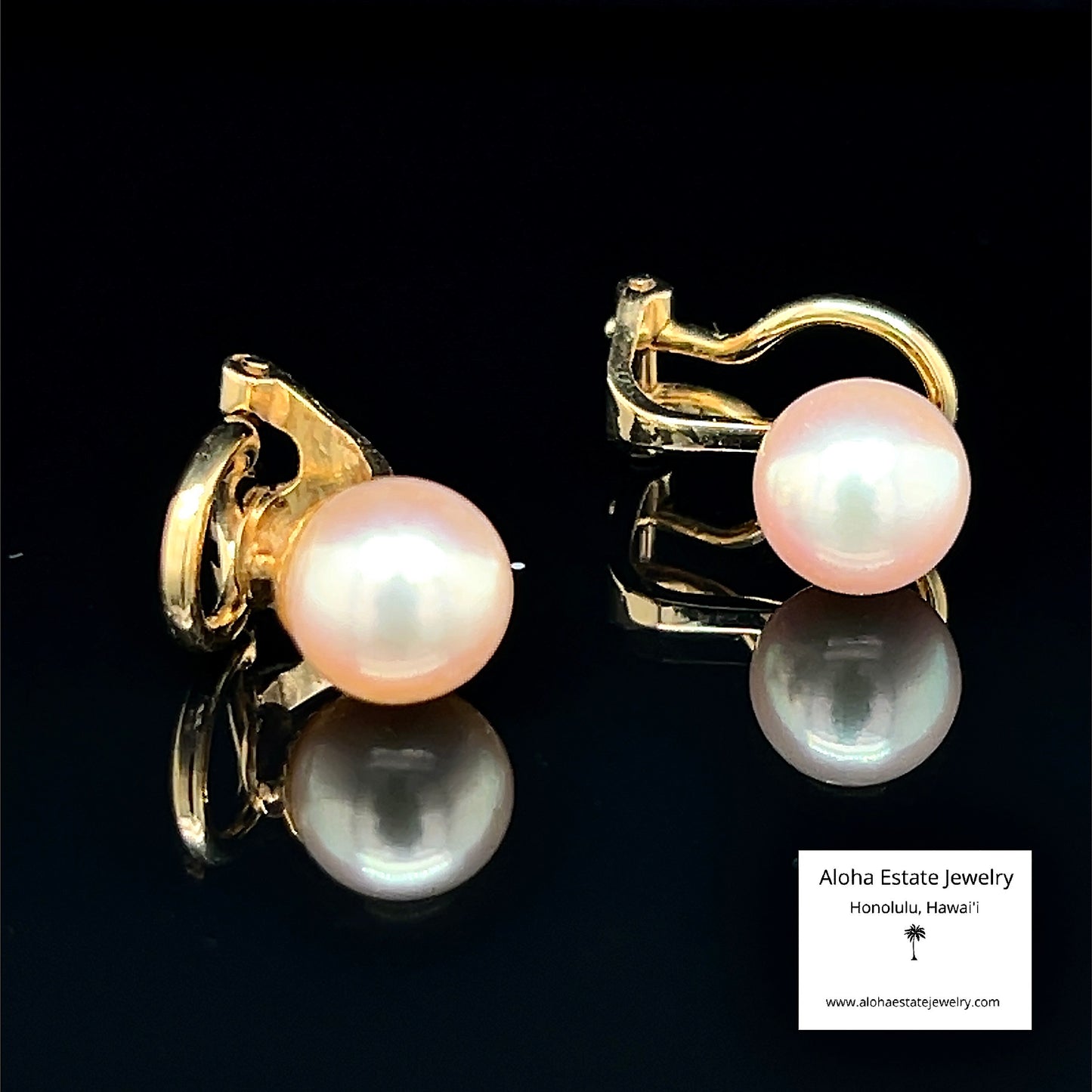 Vintage 18K Franz Bruening Akoya Pearl Earrings
