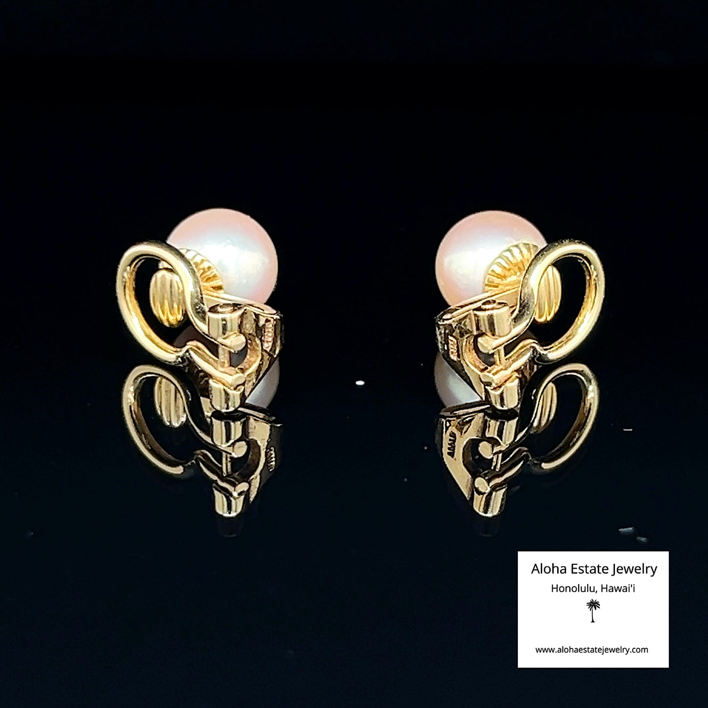 Vintage 18K Franz Bruening Akoya Pearl Earrings