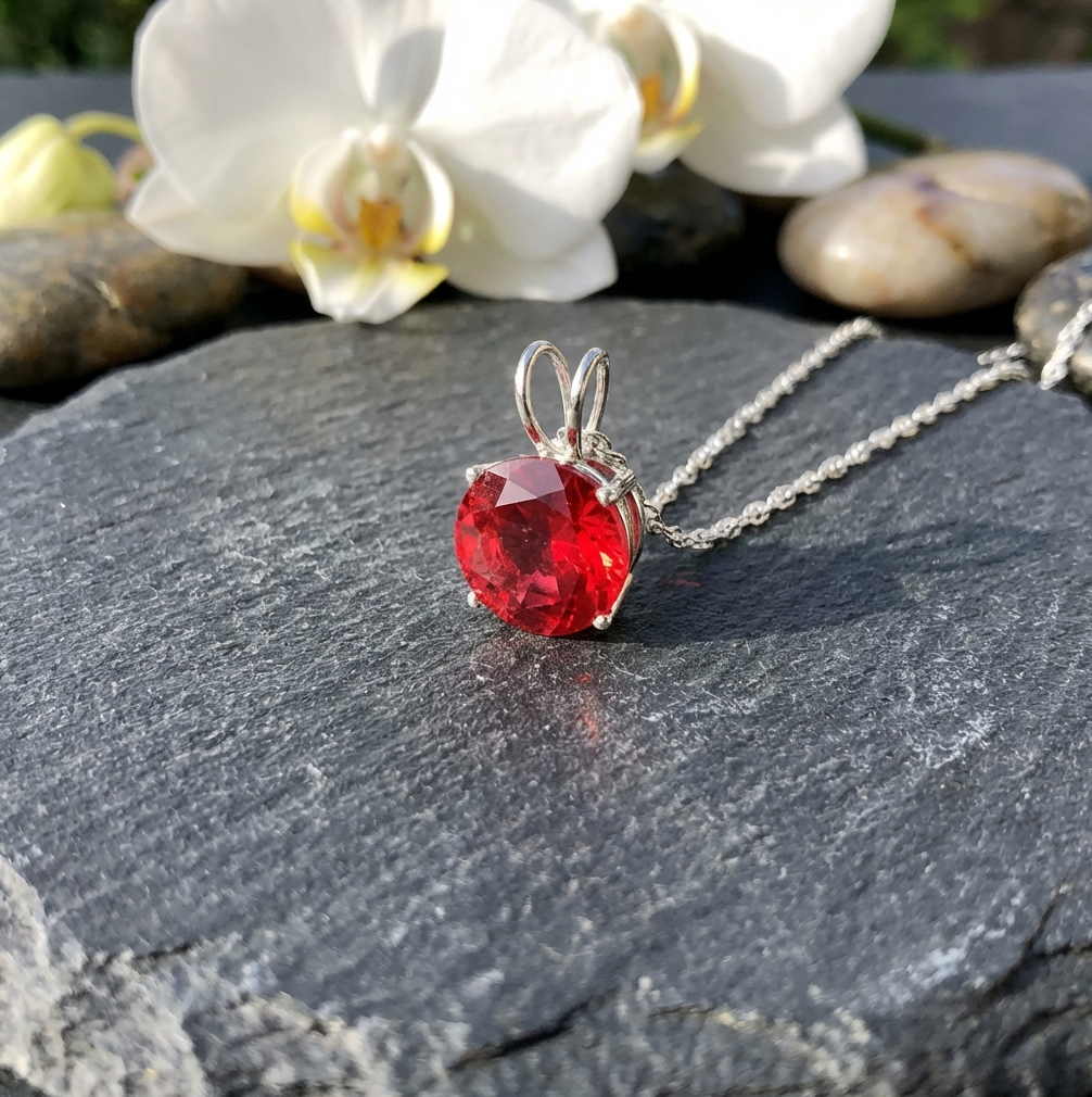 Estate 2.72-Carats Andesine Solitaire Pendant in 14K