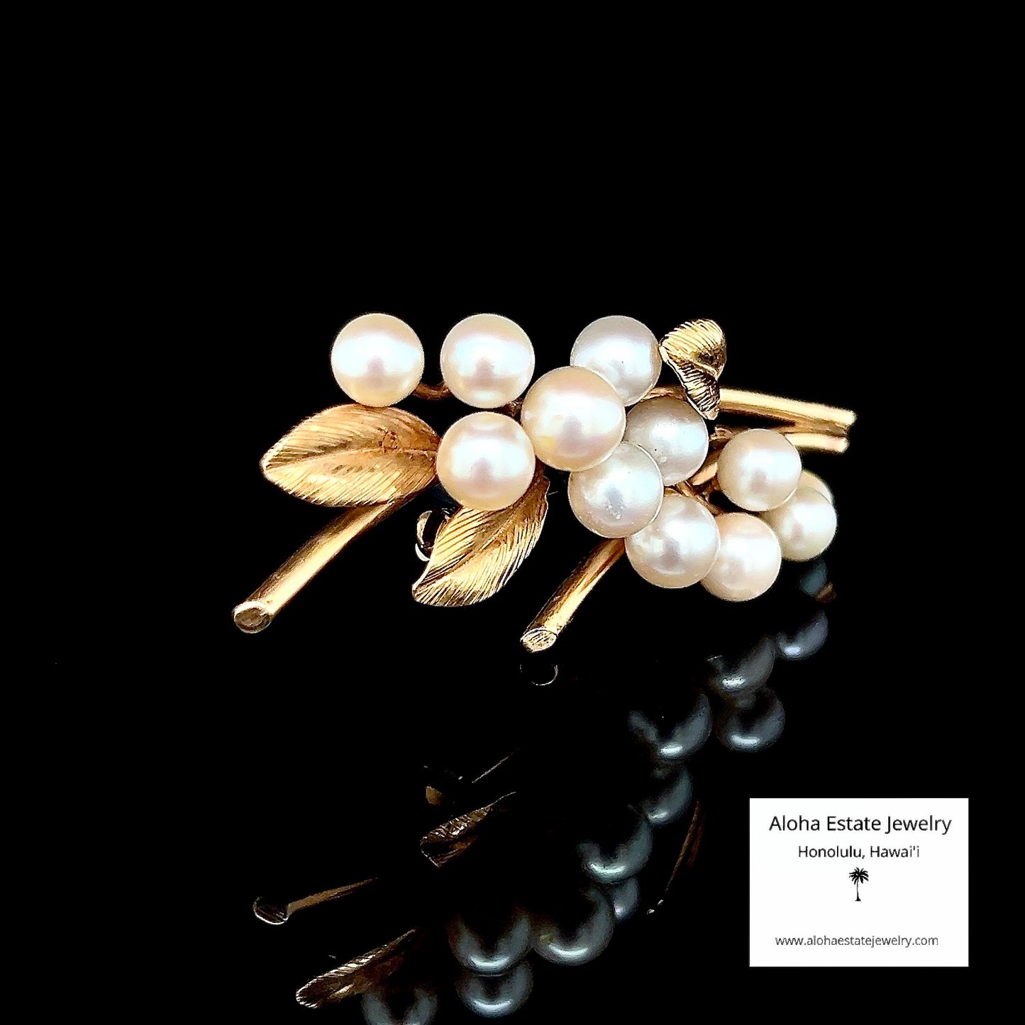 Vintage Ming's Pearl Brooch or Pin in 14K Yellow Gold