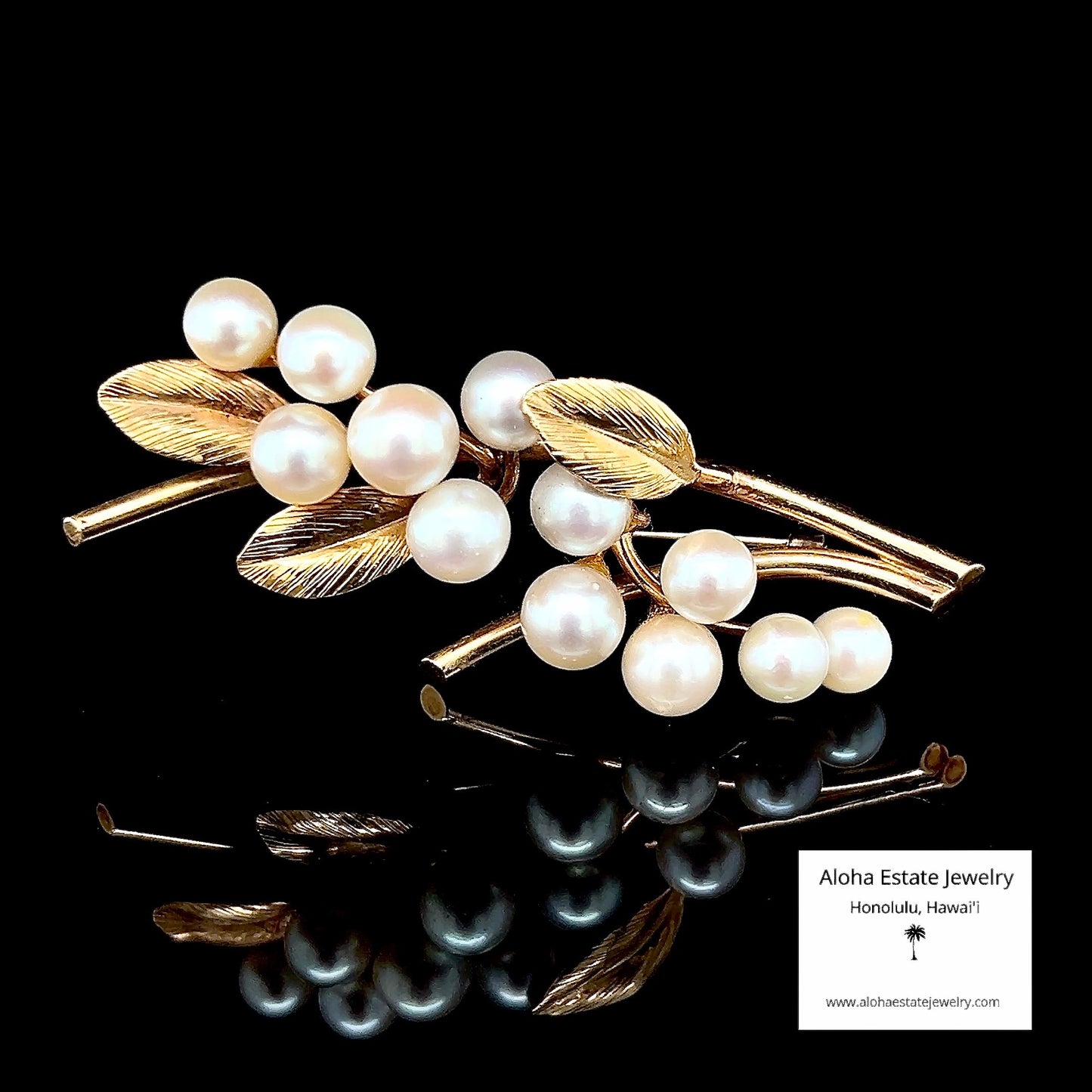 Vintage Ming's Pearl Brooch or Pin in 14K Yellow Gold