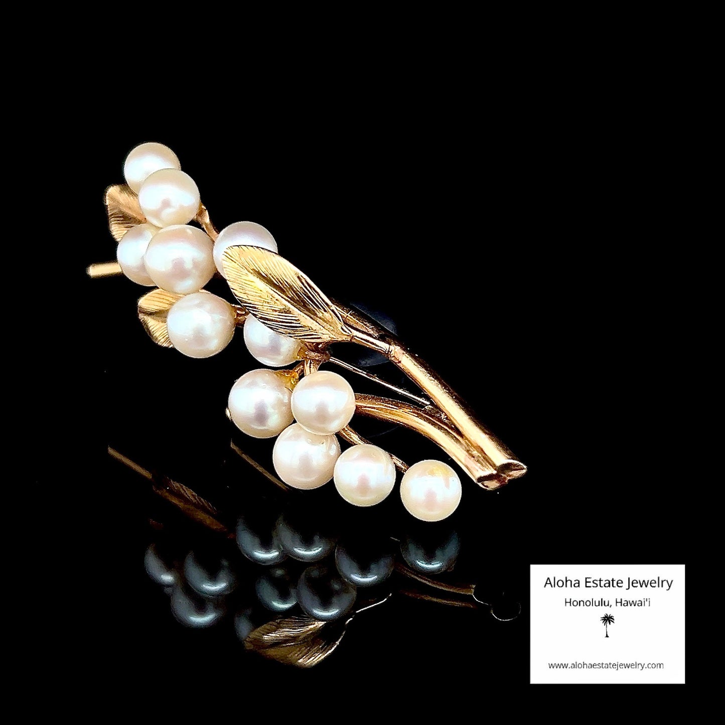 Vintage Ming's Pearl Brooch or Pin in 14K Yellow Gold