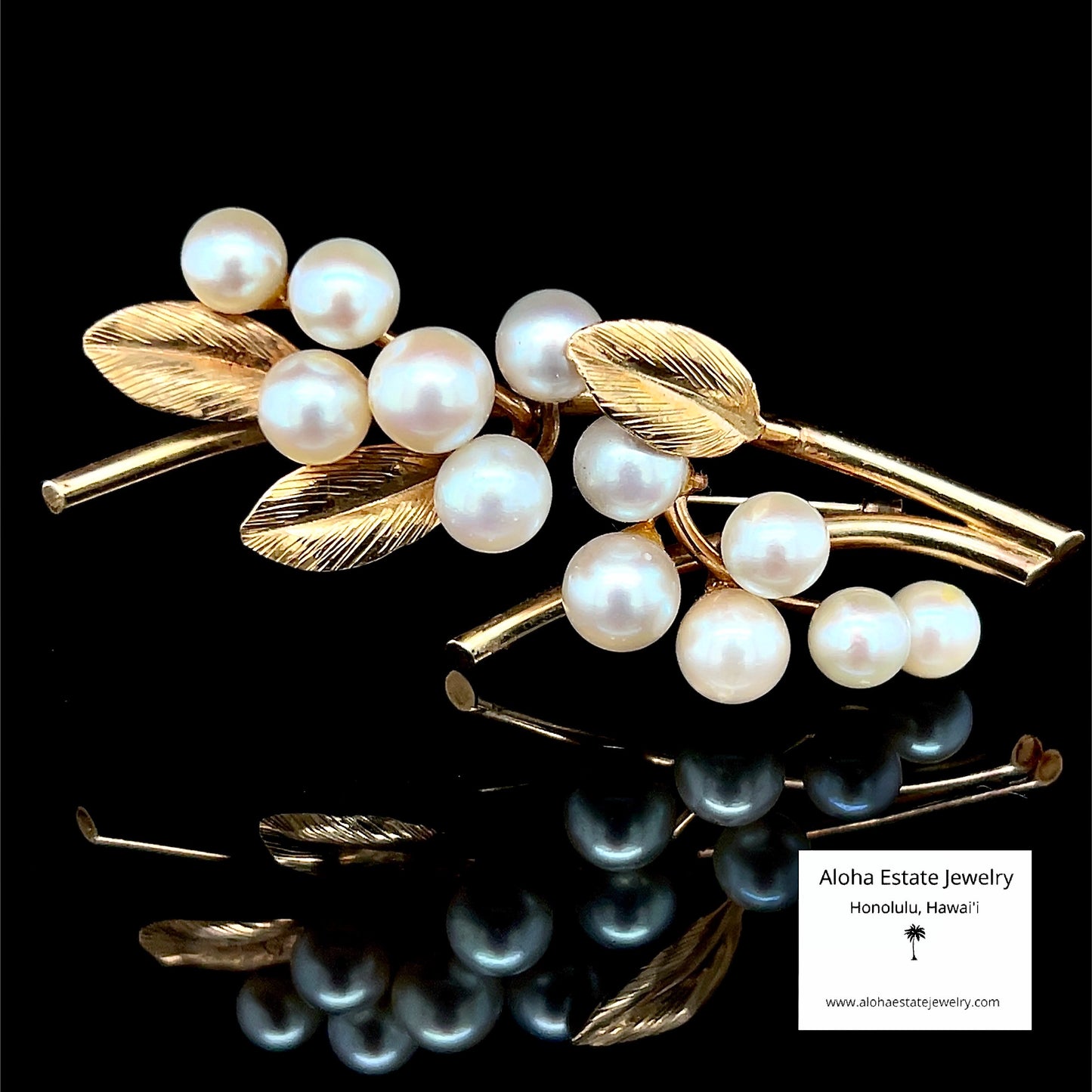 Vintage Ming's Pearl Brooch or Pin in 14K Yellow Gold