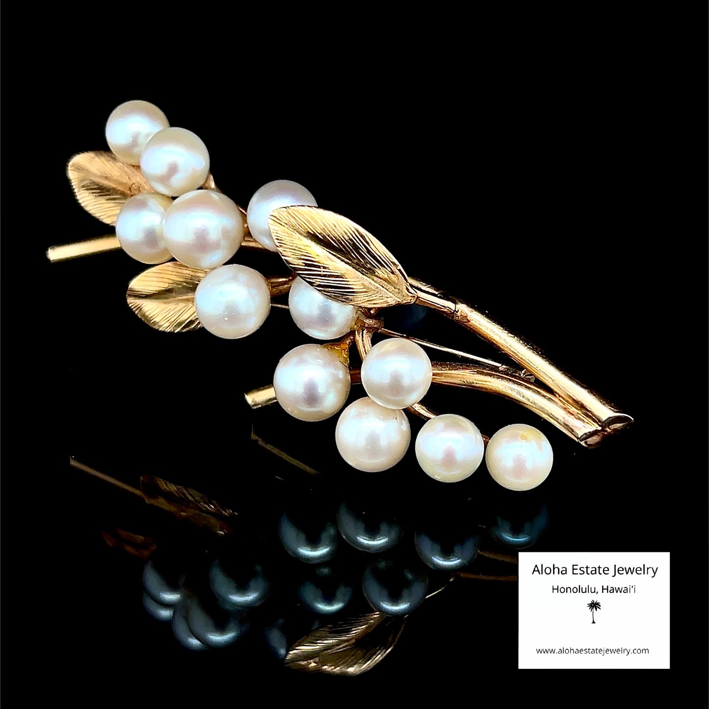 Vintage Ming's Pearl Brooch or Pin in 14K Yellow Gold