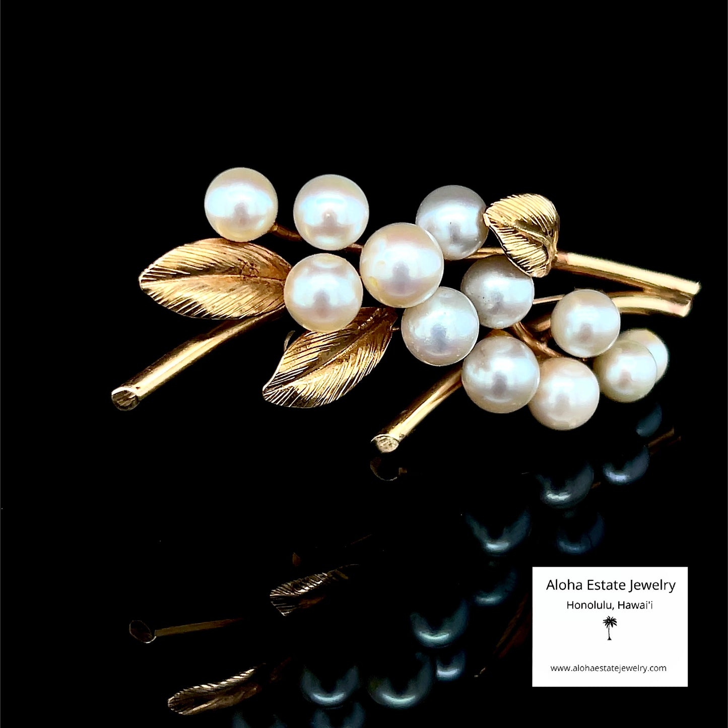 Vintage Ming's Pearl Brooch or Pin in 14K Yellow Gold