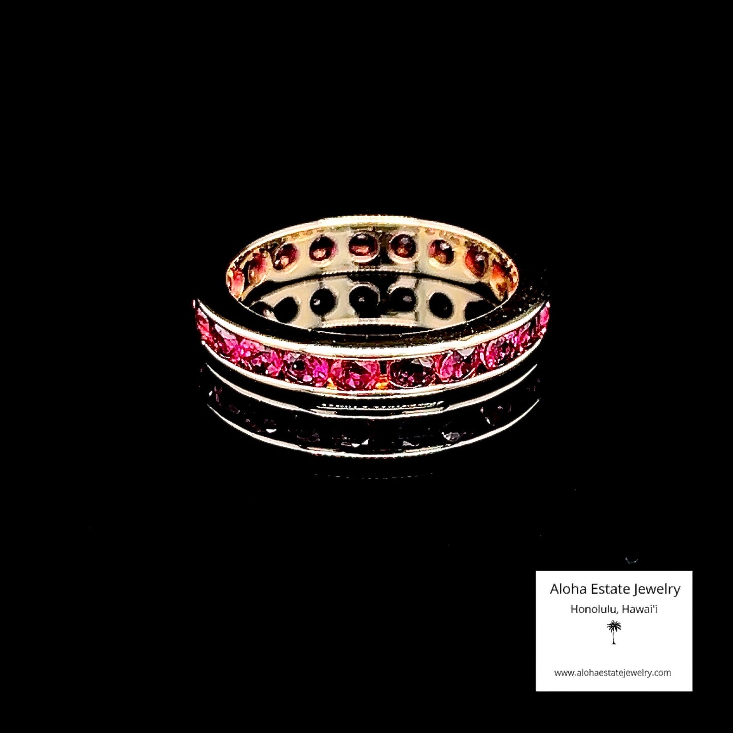 Vintage 14k Eternity Band Inset With Natural Rubies