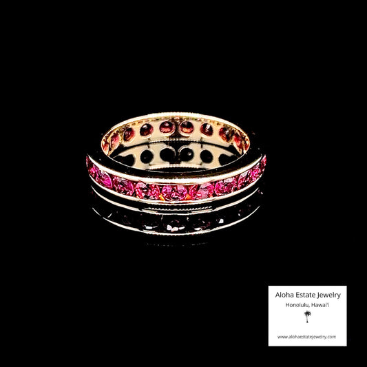 Vintage 14k Eternity Band Inset With Natural Rubies