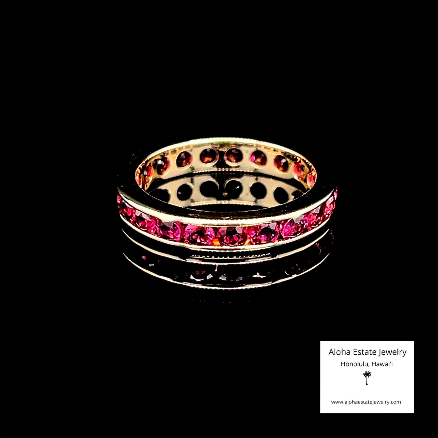 Vintage 14k Eternity Band Inset With Natural Rubies