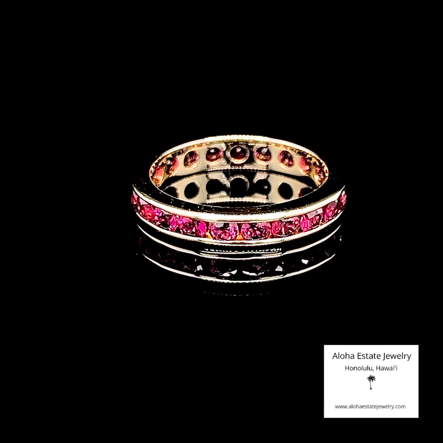 Vintage 14k Eternity Band Inset With Natural Rubies