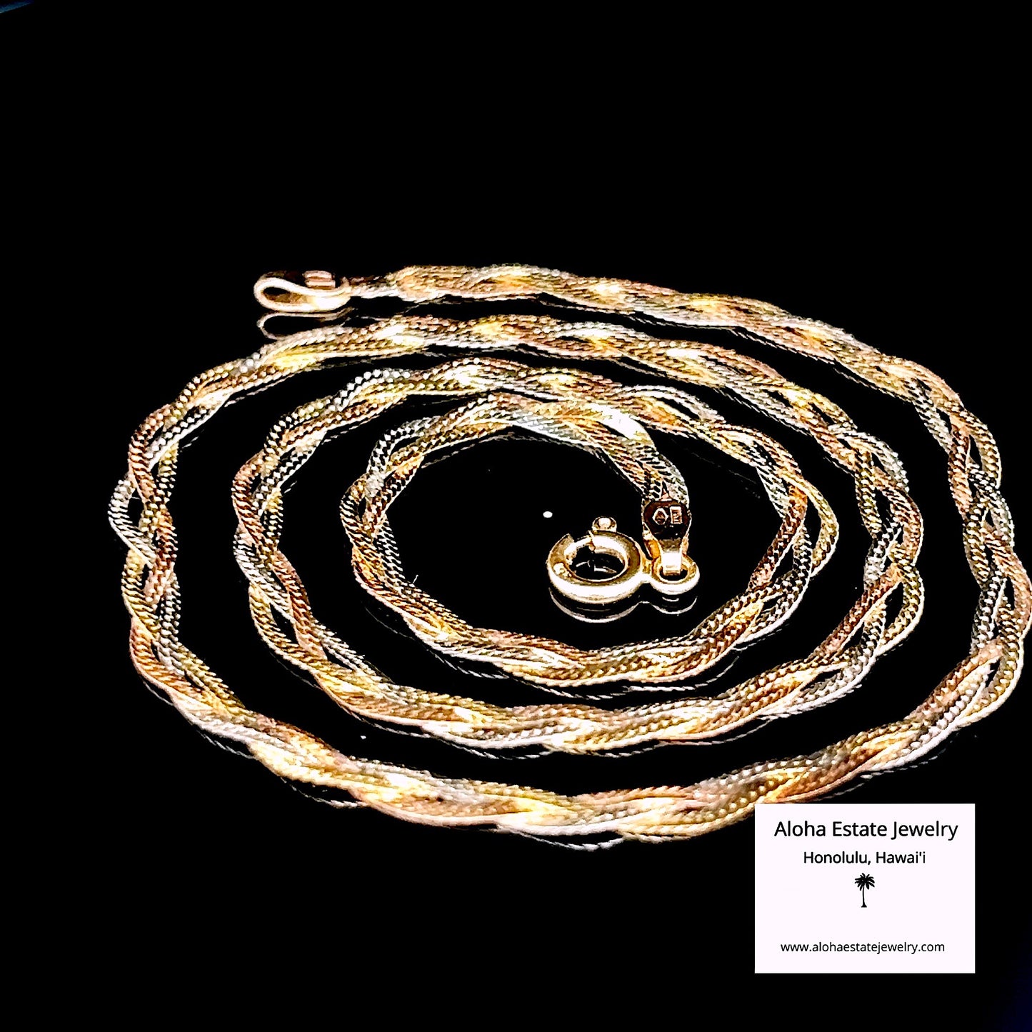 Estate 14k Braided Tri-Color Gold Necklace