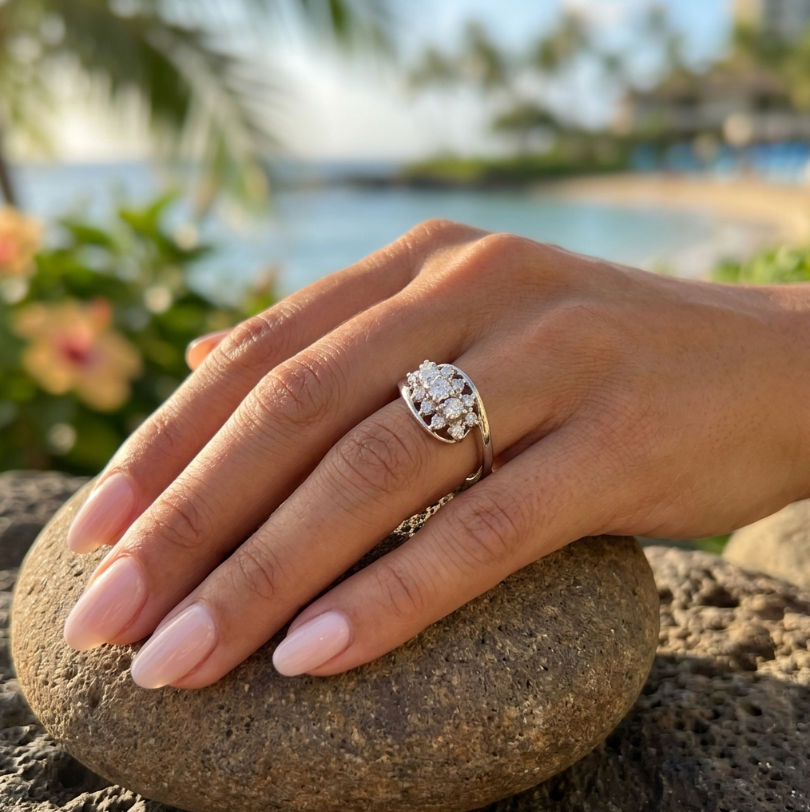 Vintage 3/4-Carat Cluster of Diamonds Ring