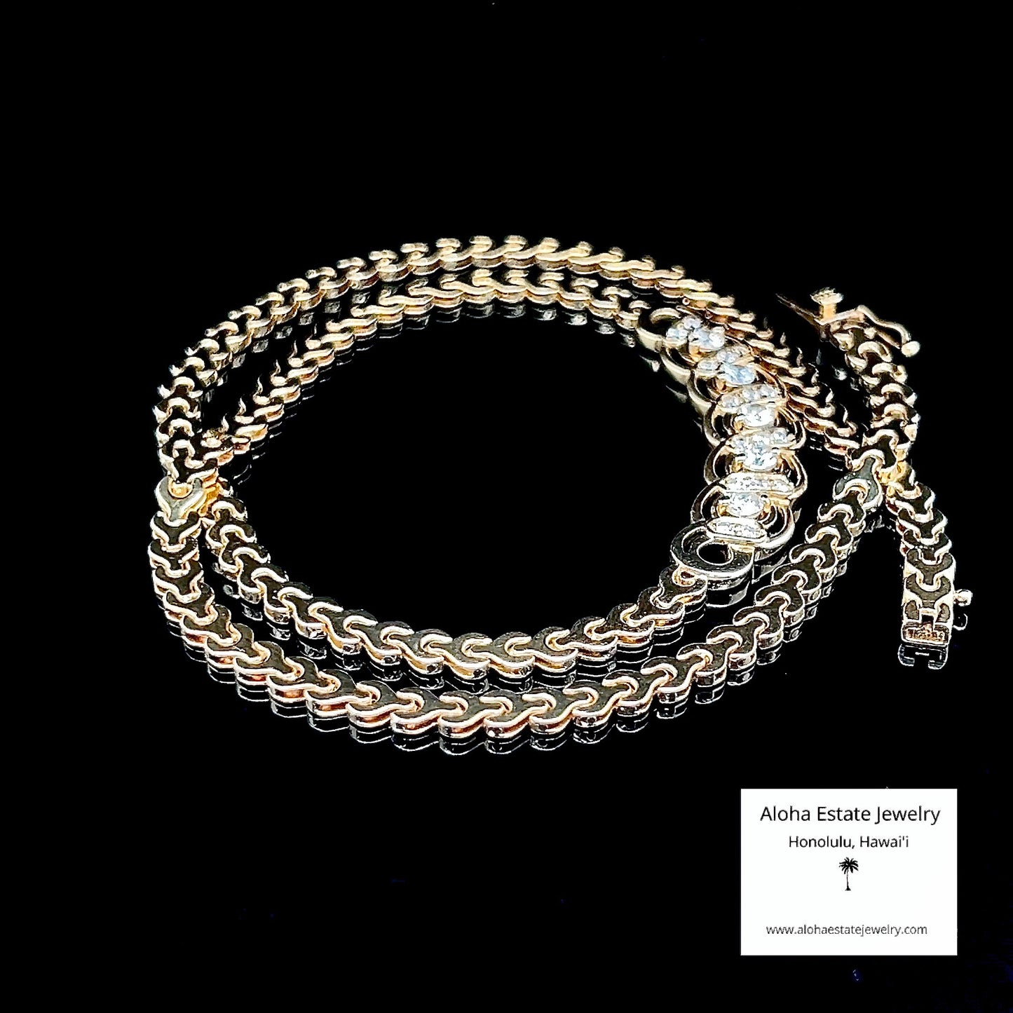 Vintage 1-Carat 18K Yellow Gold Diamond Station Necklace