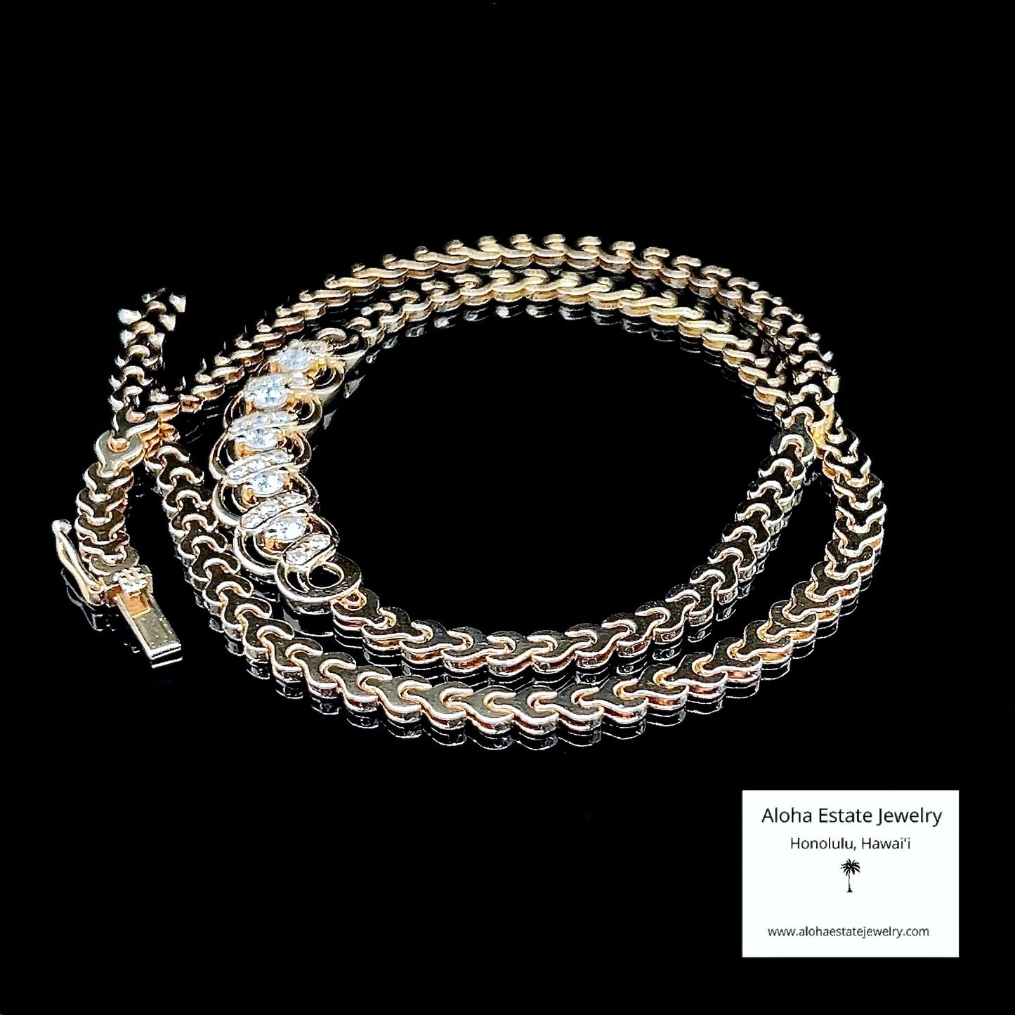 Vintage 1-Carat 18K Yellow Gold Diamond Station Necklace