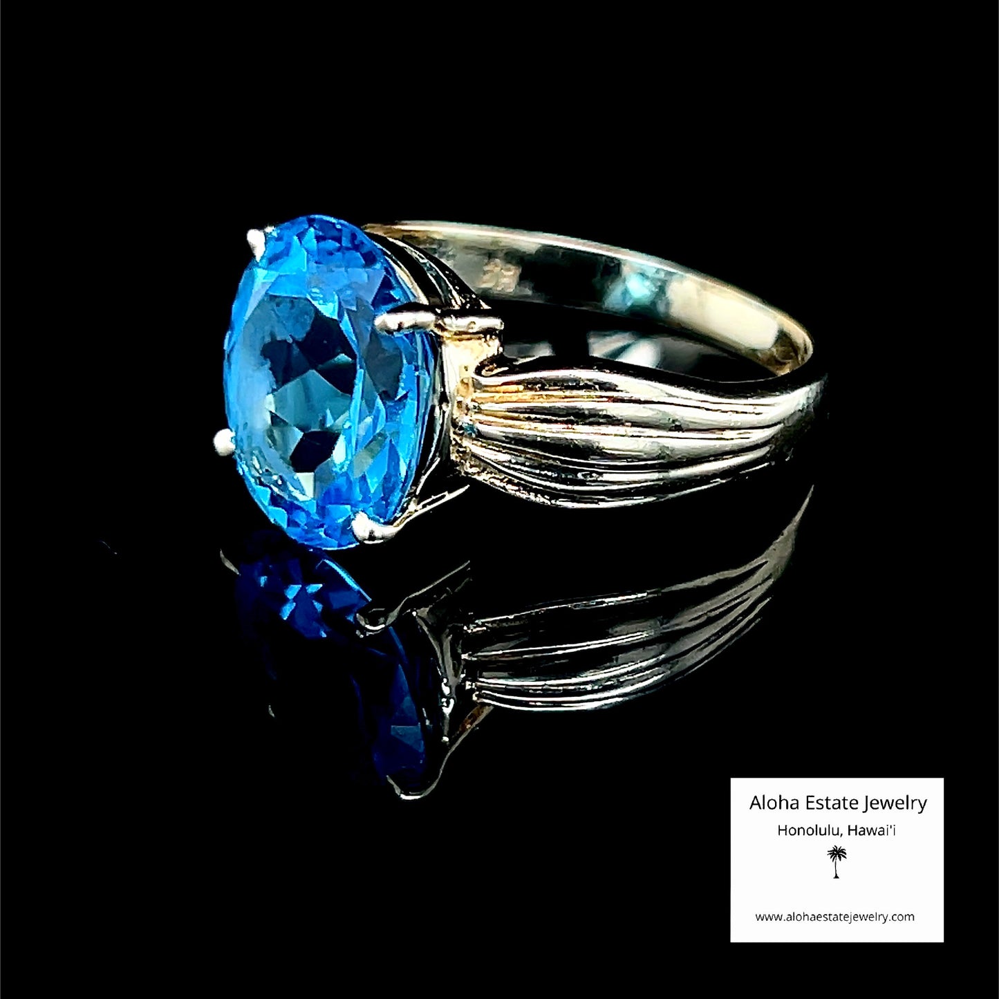Estate 5-Carat 14k Swiss Blue Topaz Solitaire Ring