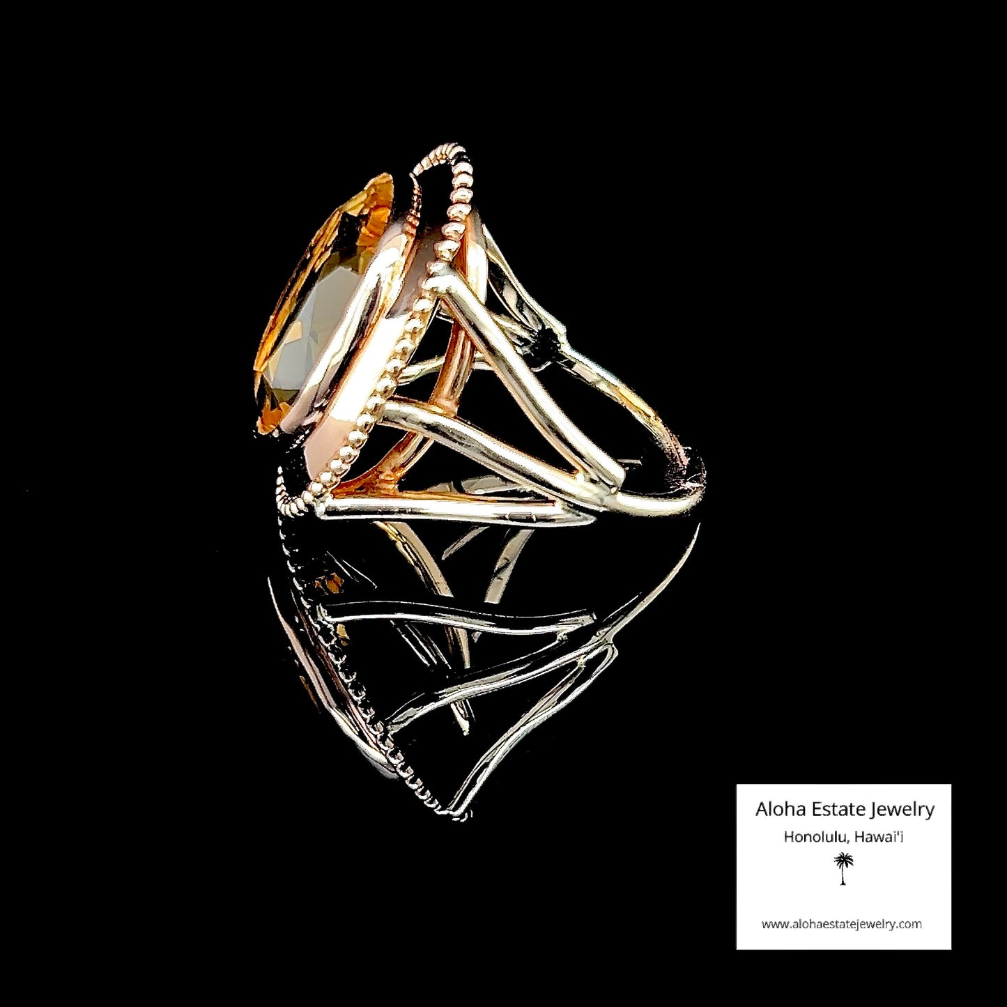 Antique 14k 8-Carats Golden Citrine Solitaire Ring