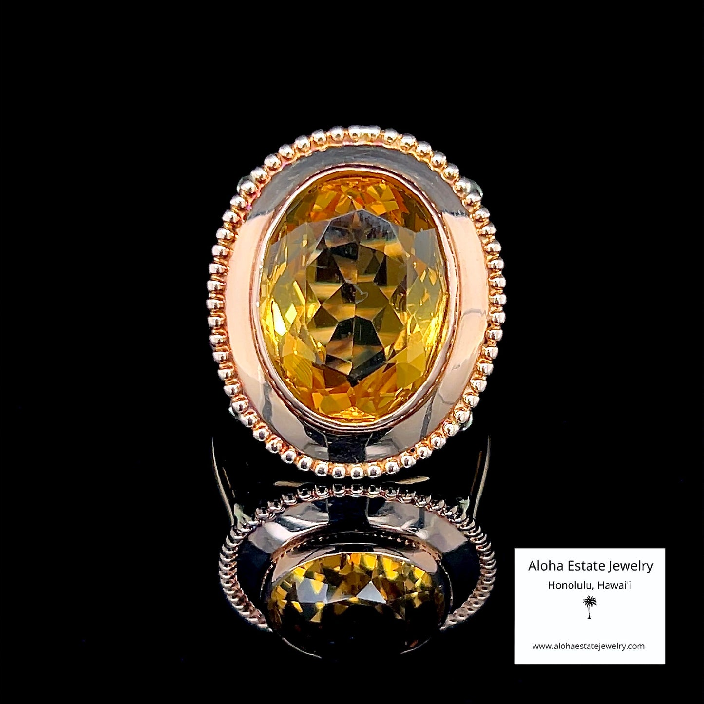 Antique 14k 8-Carats Golden Citrine Solitaire Ring