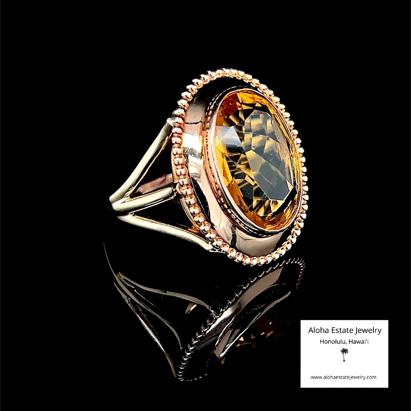 Antique 14k 8-Carats Golden Citrine Solitaire Ring