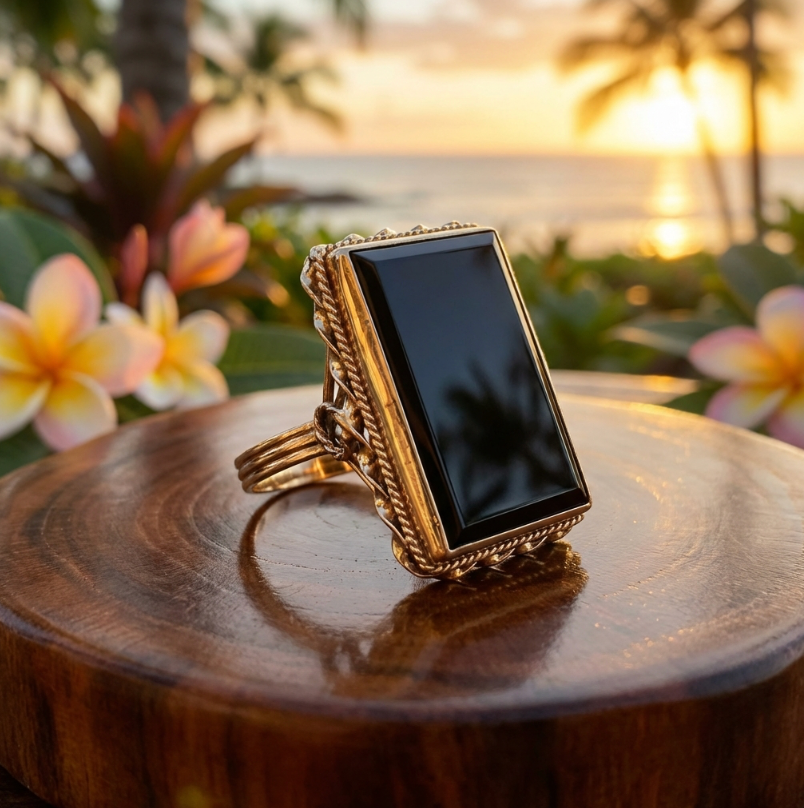 Black 1935-45 Art Deco/Retro Signet Ring in 14k Yellow Gold