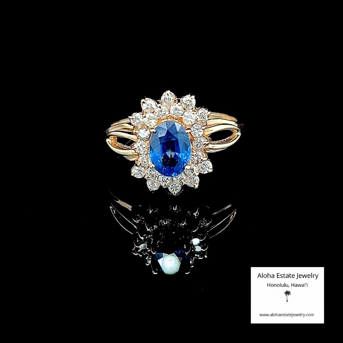 Vintage 1-Carat Natural Ceylon Sapphire and Diamond Ring