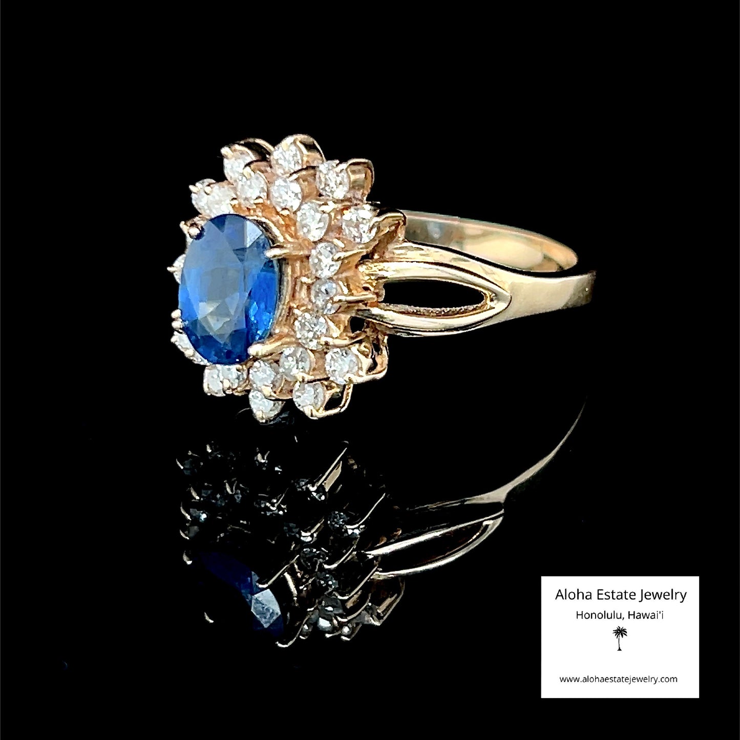 Vintage 1-Carat Natural Ceylon Sapphire and Diamond Ring