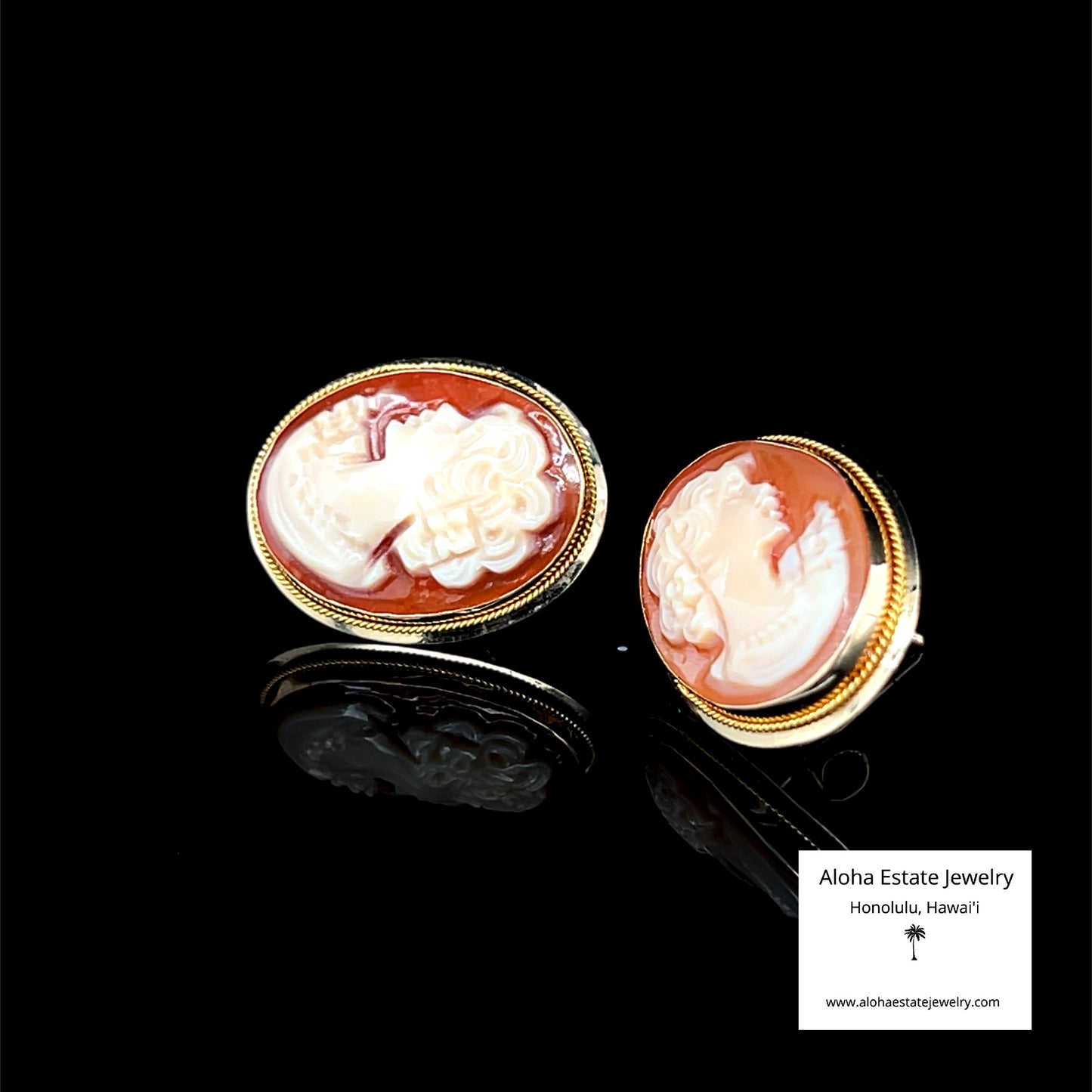 Vintage 15k Hand Carved Italian Cameo Earrings