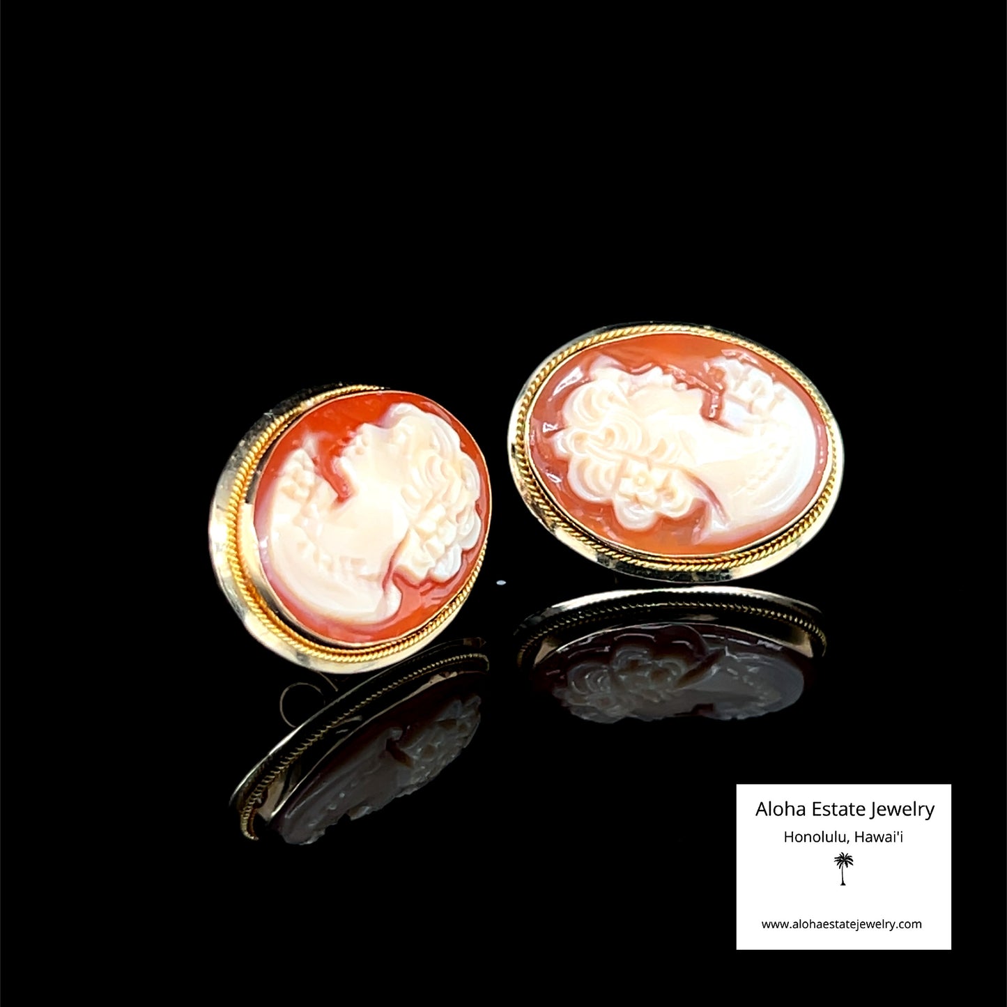 Vintage 15k Hand Carved Italian Cameo Earrings