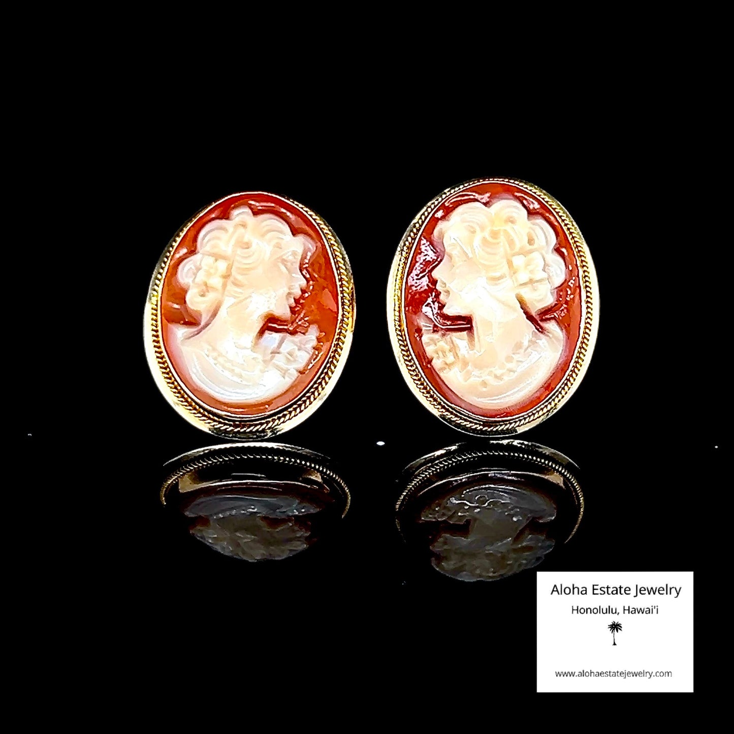 Vintage 15k Hand Carved Italian Cameo Earrings