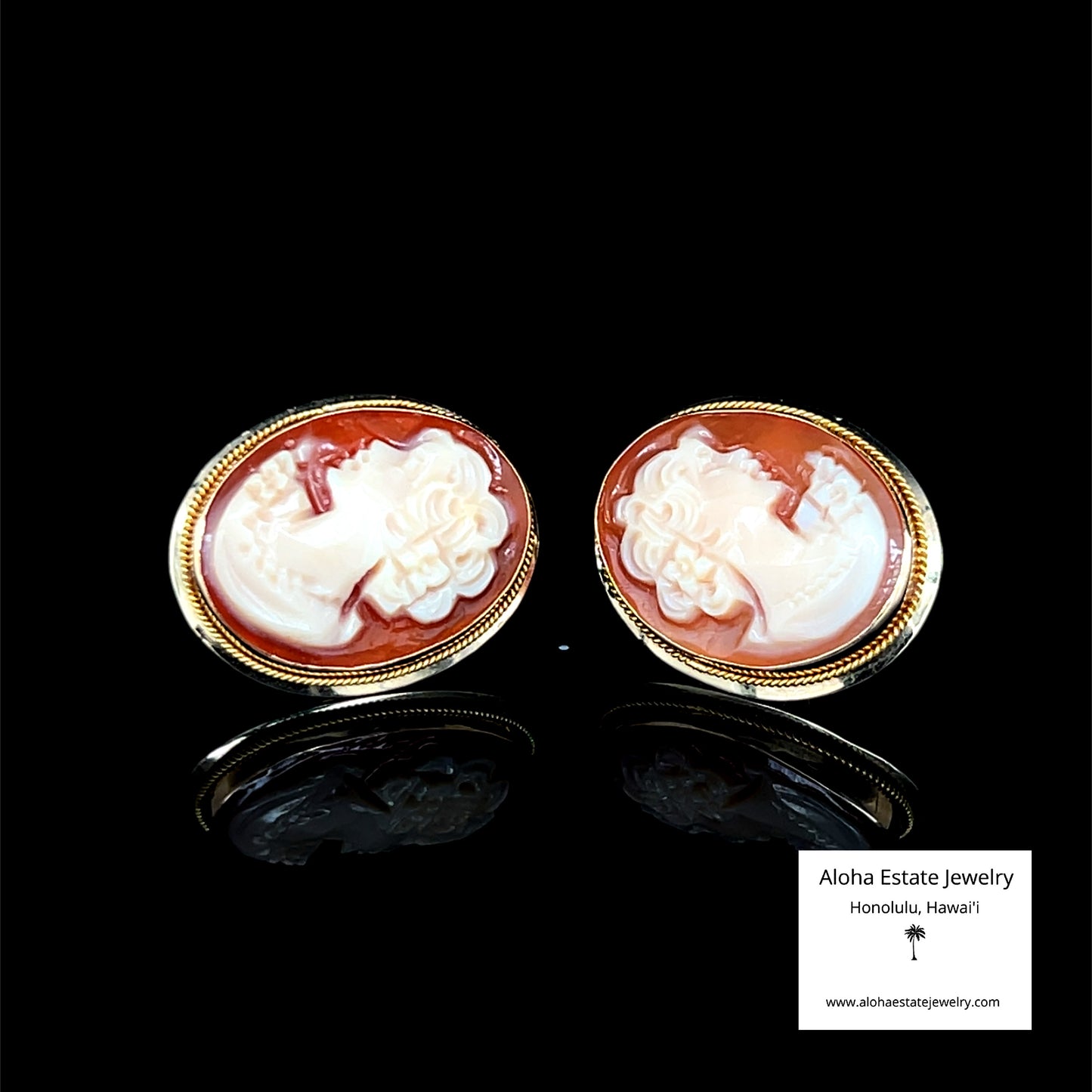 Vintage 15k Hand Carved Italian Cameo Earrings