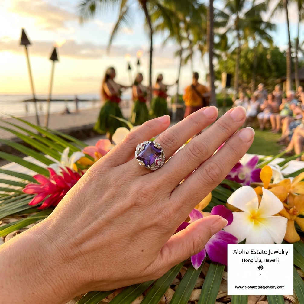 Stunning Estate 12-Carats 14k Multi-Gemstone "Garden Ring"