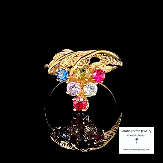 Vintage 14k Grape Cluster Motif Multi-Gem Ring