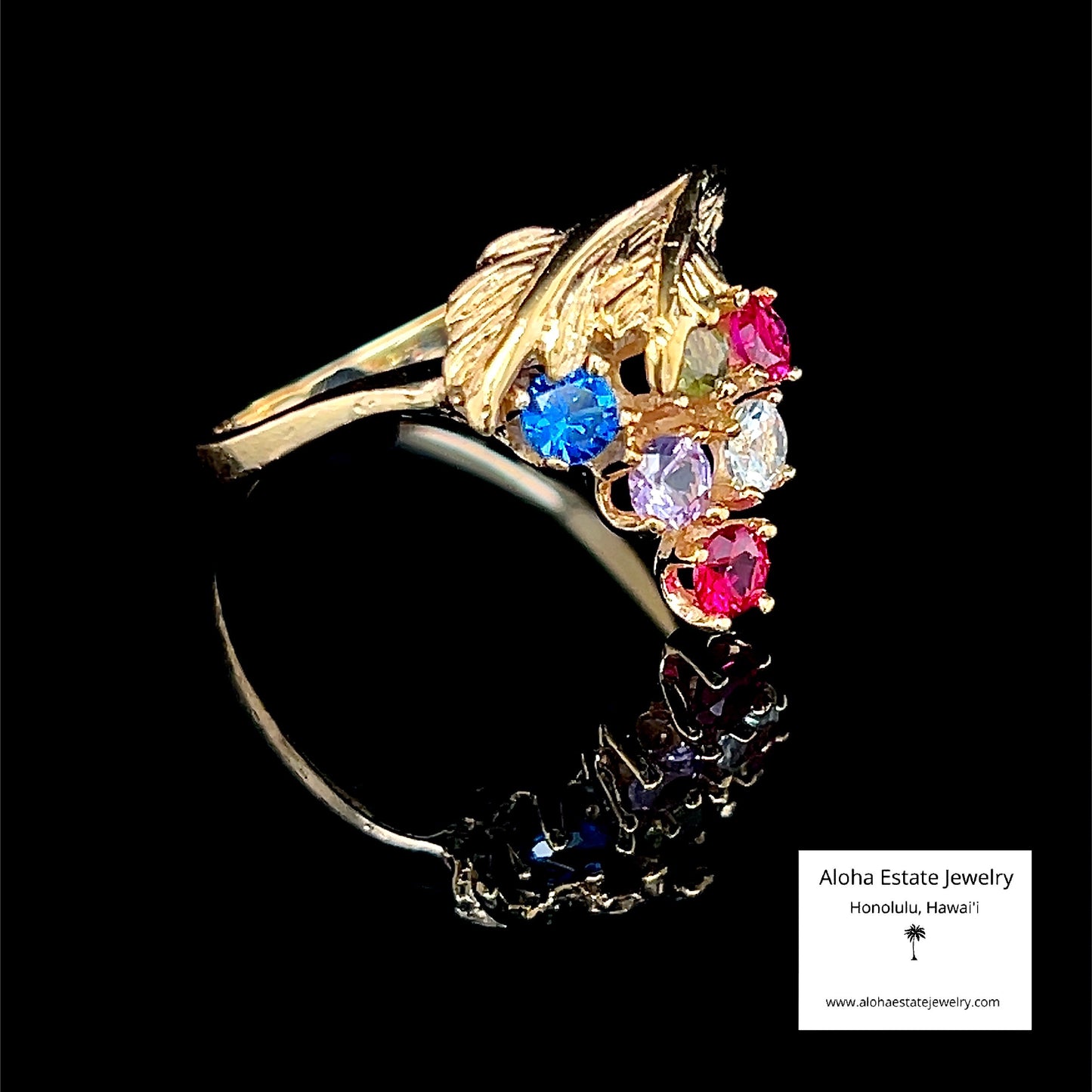 Vintage 14k Grape Cluster Motif Multi-Gem Ring