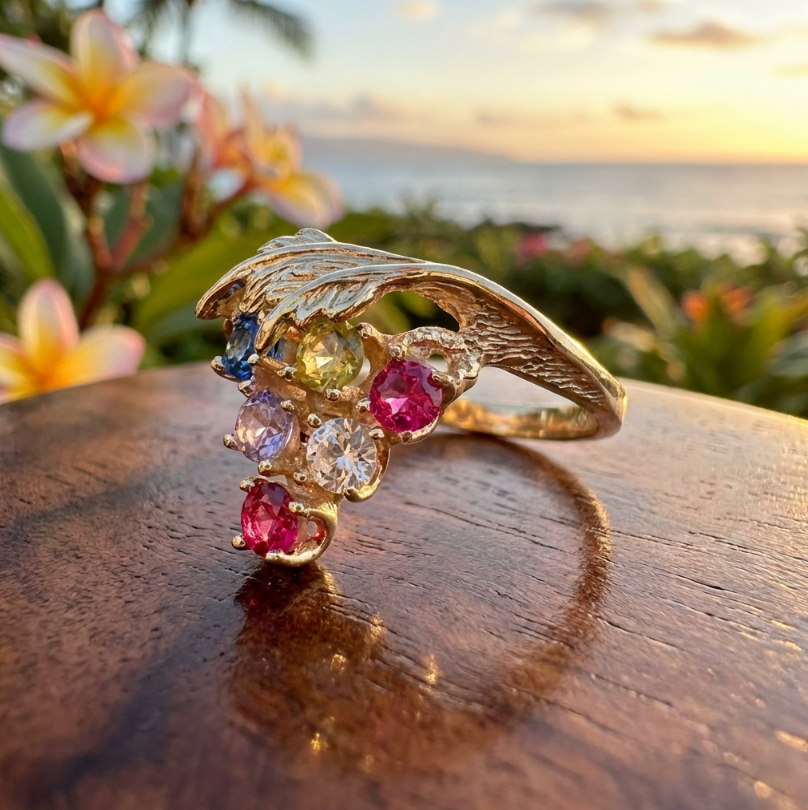 Vintage 14k Grape Cluster Motif Multi-Gem Ring