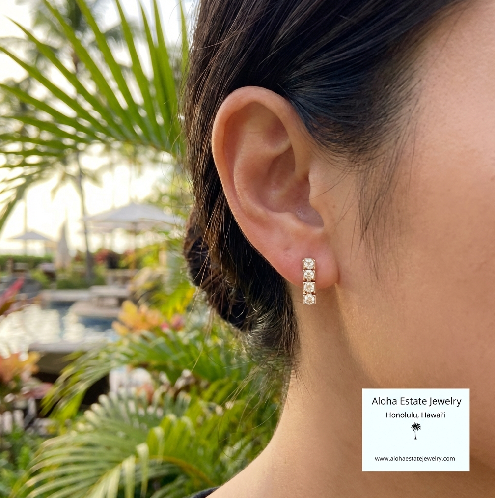 Vintage 14k 1/2-Carat TW Diamond Dangle Earrings