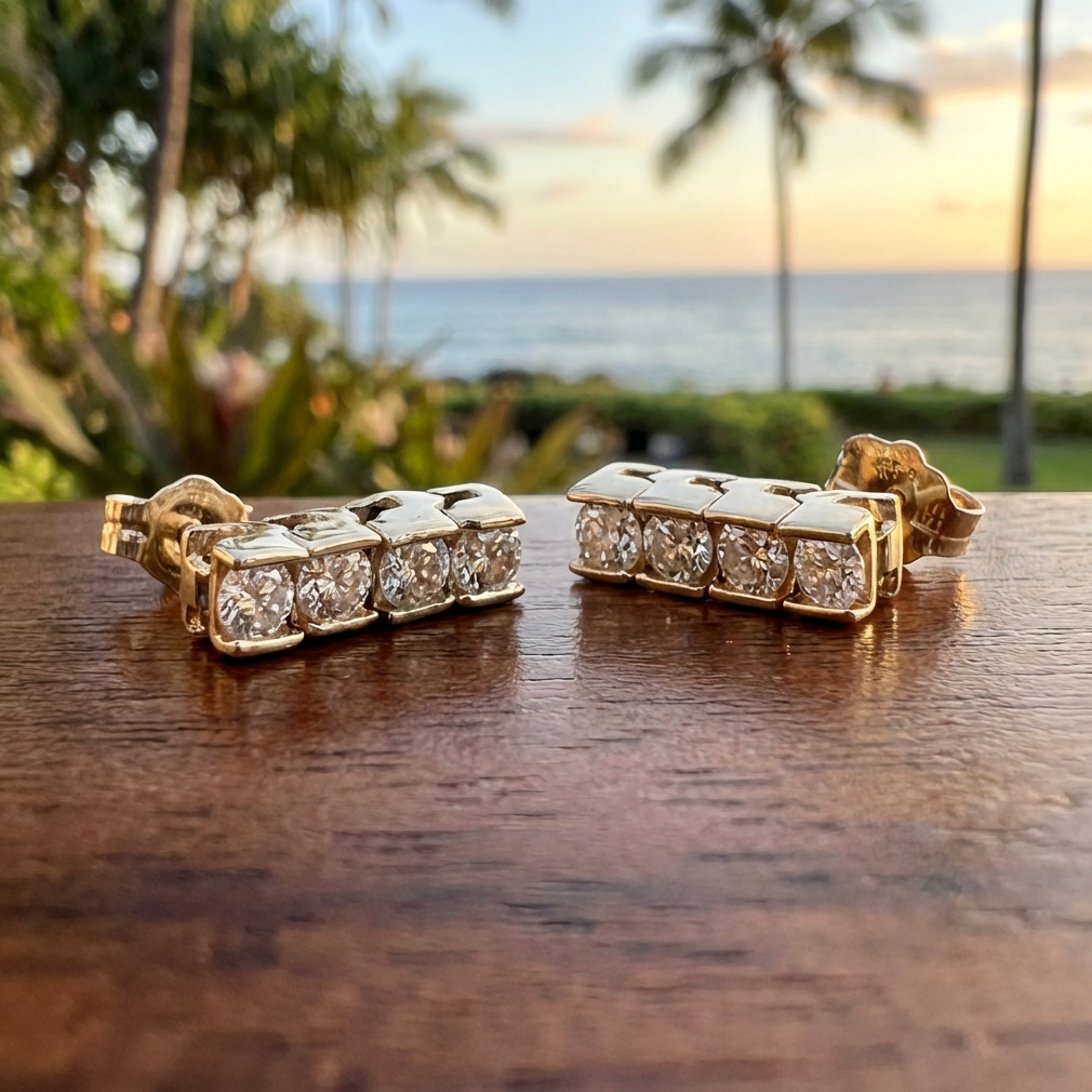 Vintage 14k 1/2-Carat TW Diamond Dangle Earrings