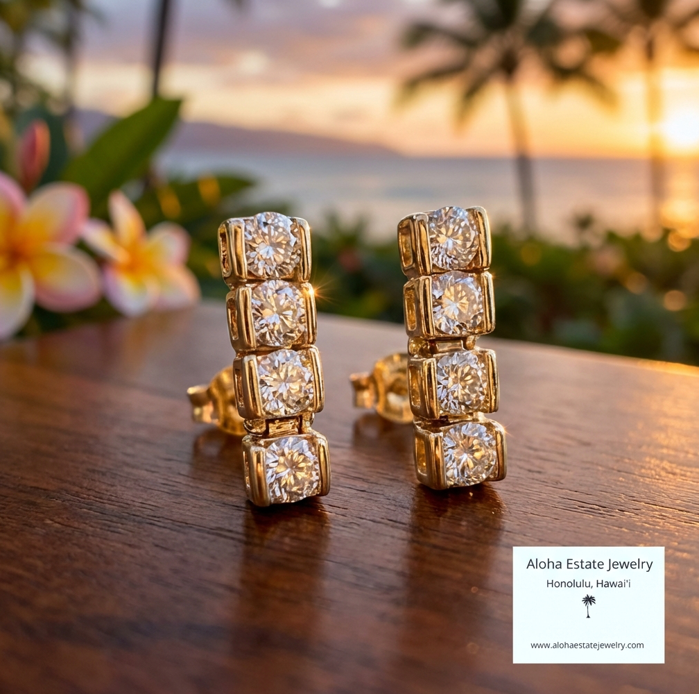 Vintage 14k 1/2-Carat TW Diamond Dangle Earrings