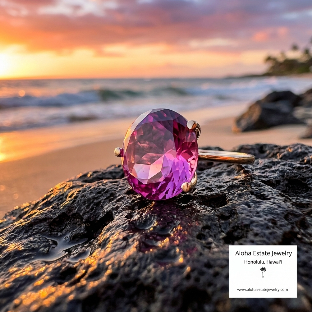 Vintage 14K Hand Crafted 7.25-Carats Sapphire Solitaire