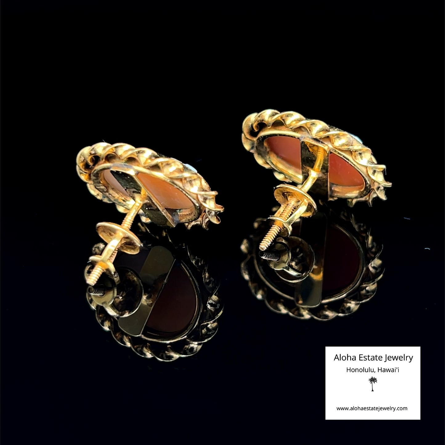 Vintage 14K Italian Hand Carved Cameo Earrings