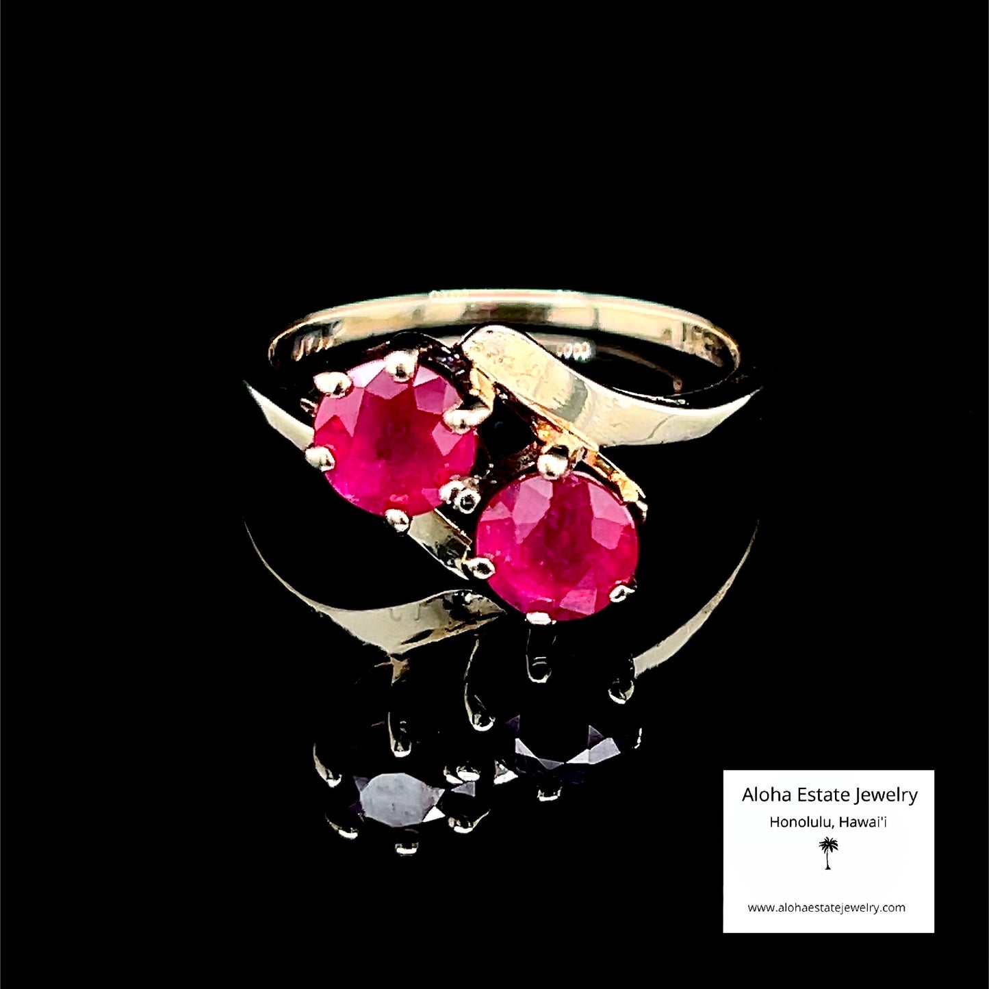 Vintage Natural Ruby Toi Et Moi Ring