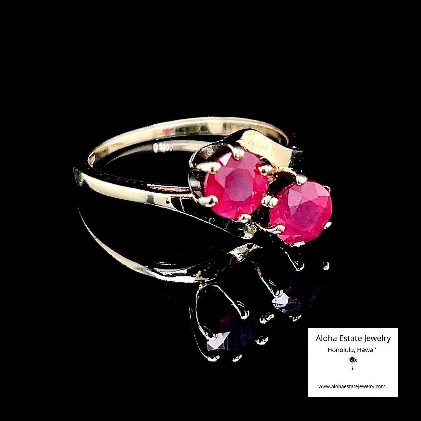 Vintage Natural Ruby Toi Et Moi Ring