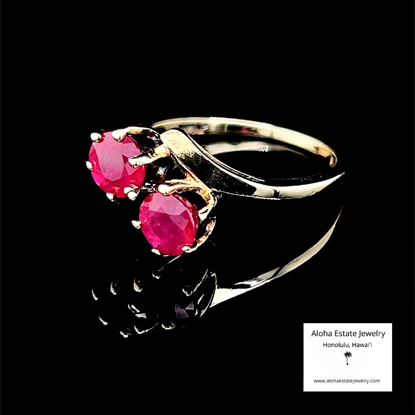 Vintage Natural Ruby Toi Et Moi Ring
