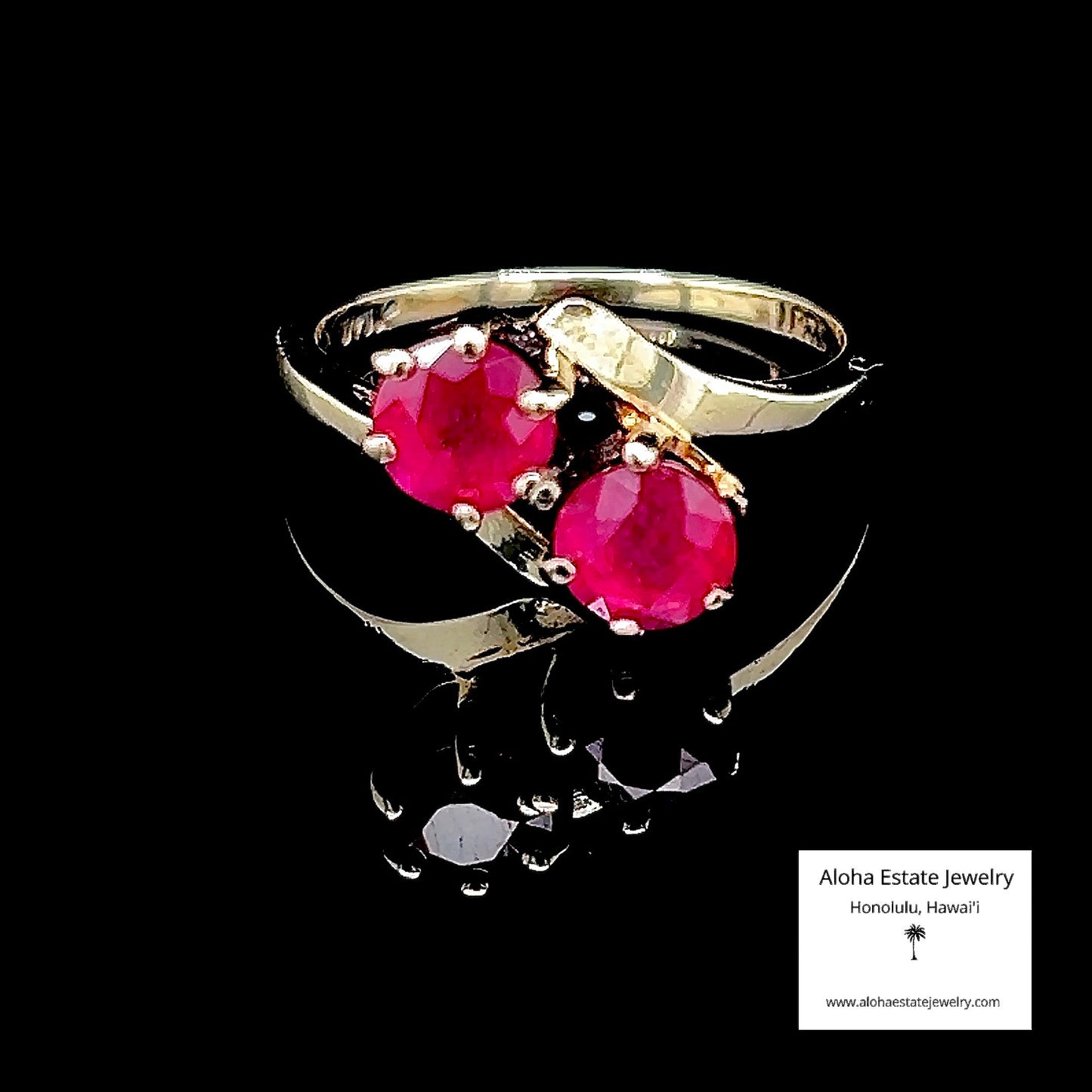 Vintage Natural Ruby Toi Et Moi Ring