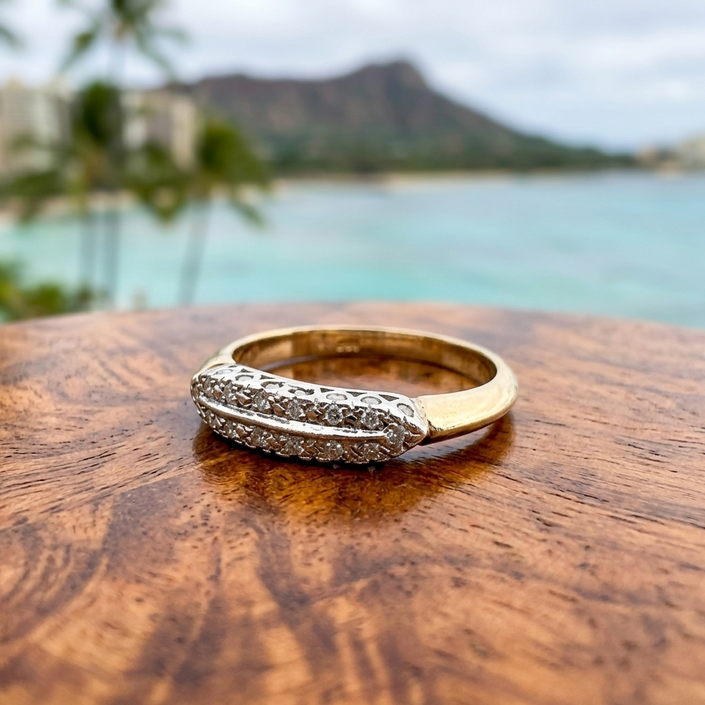 Vintage 14k Pave Set Diamond Right Hand Ring