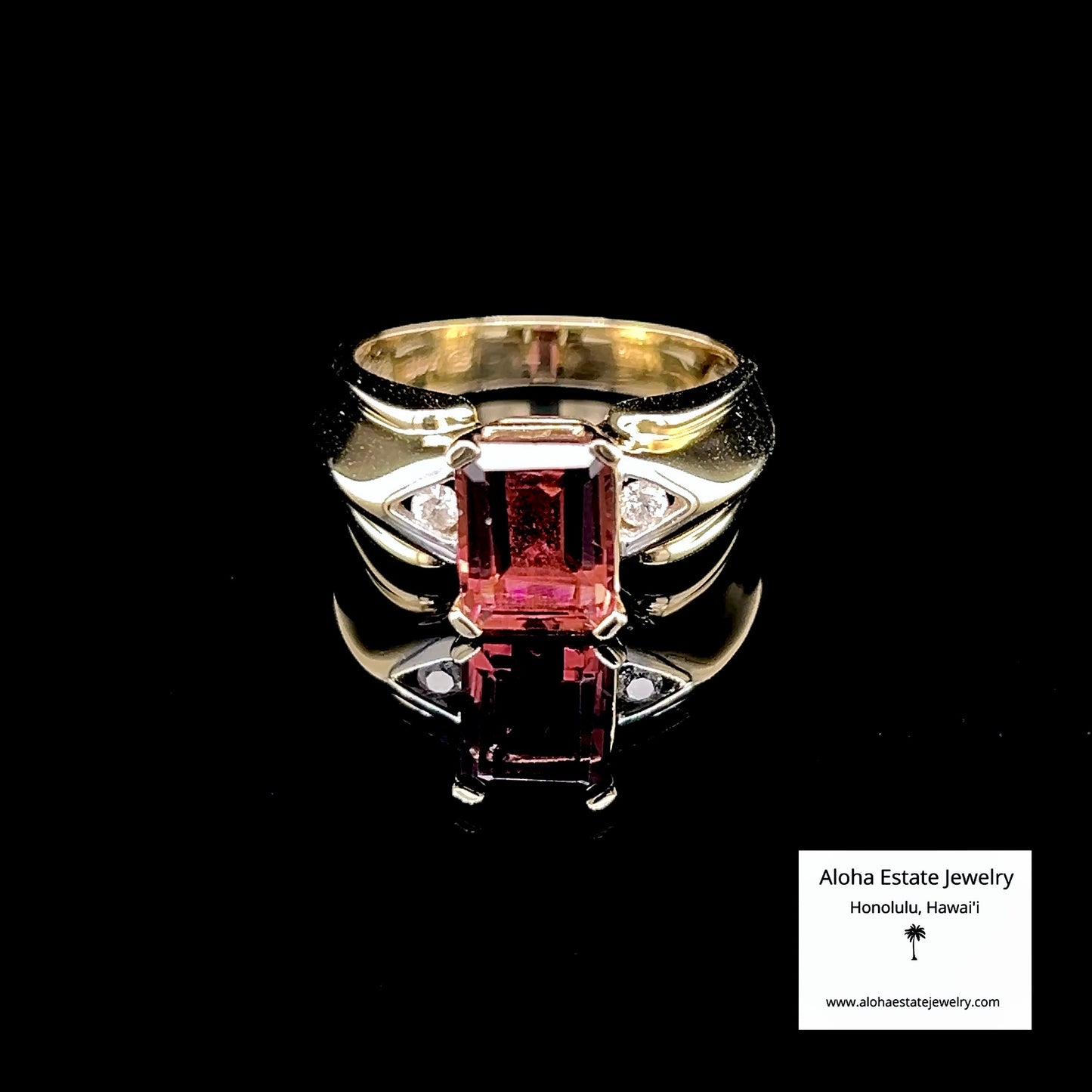 Estate 14k 4.30-Carats Rubellite Tourmaline & Diamond Ring