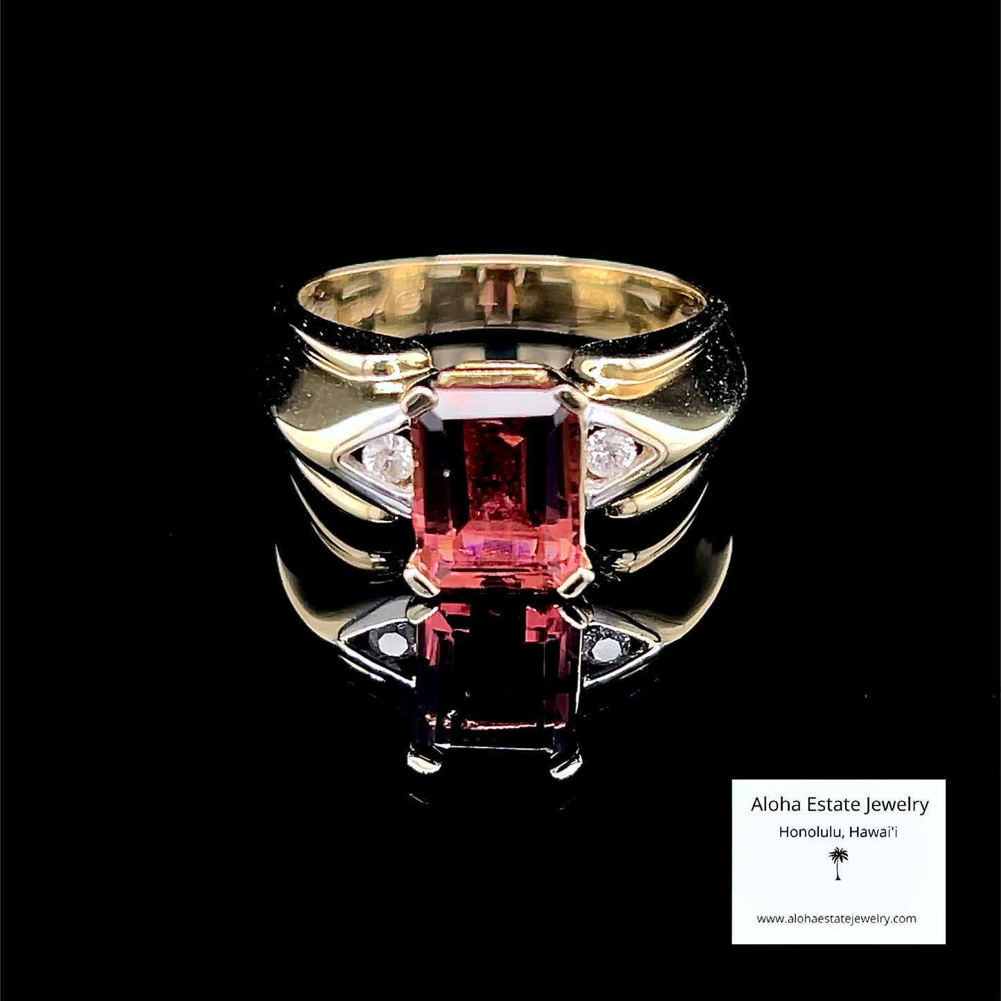Estate 14k 4.30-Carats Rubellite Tourmaline & Diamond Ring