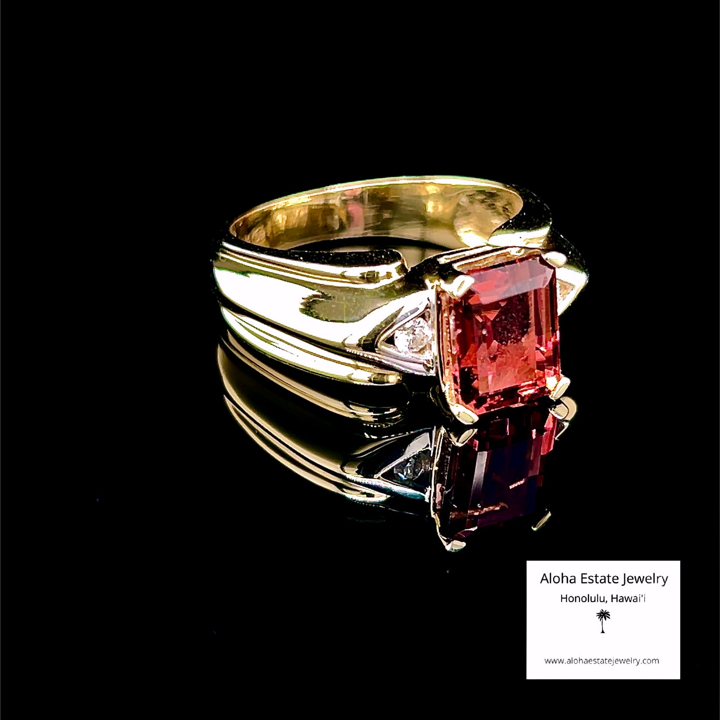 Estate 14k 4.30-Carats Rubellite Tourmaline & Diamond Ring