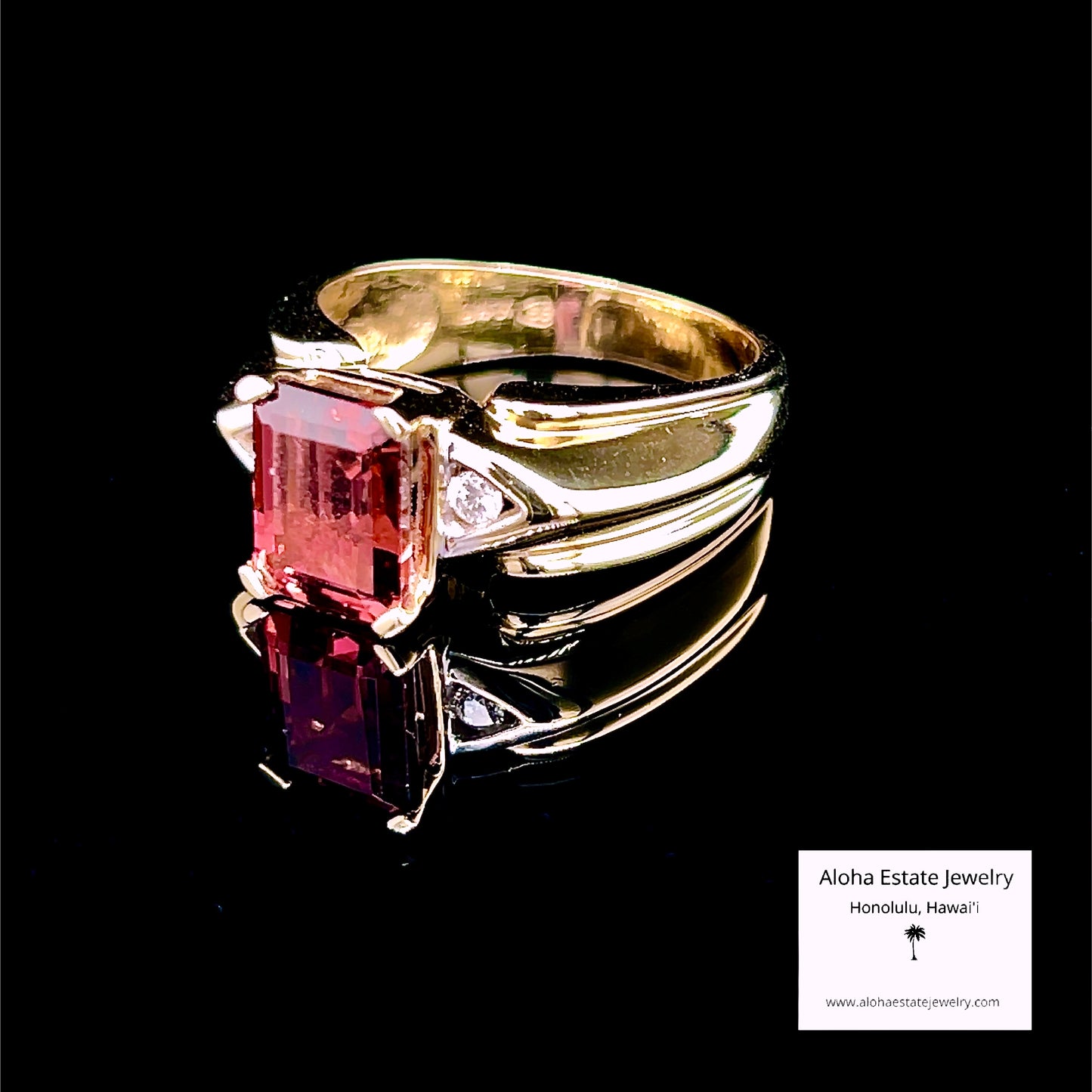 Estate 14k 4.30-Carats Rubellite Tourmaline & Diamond Ring