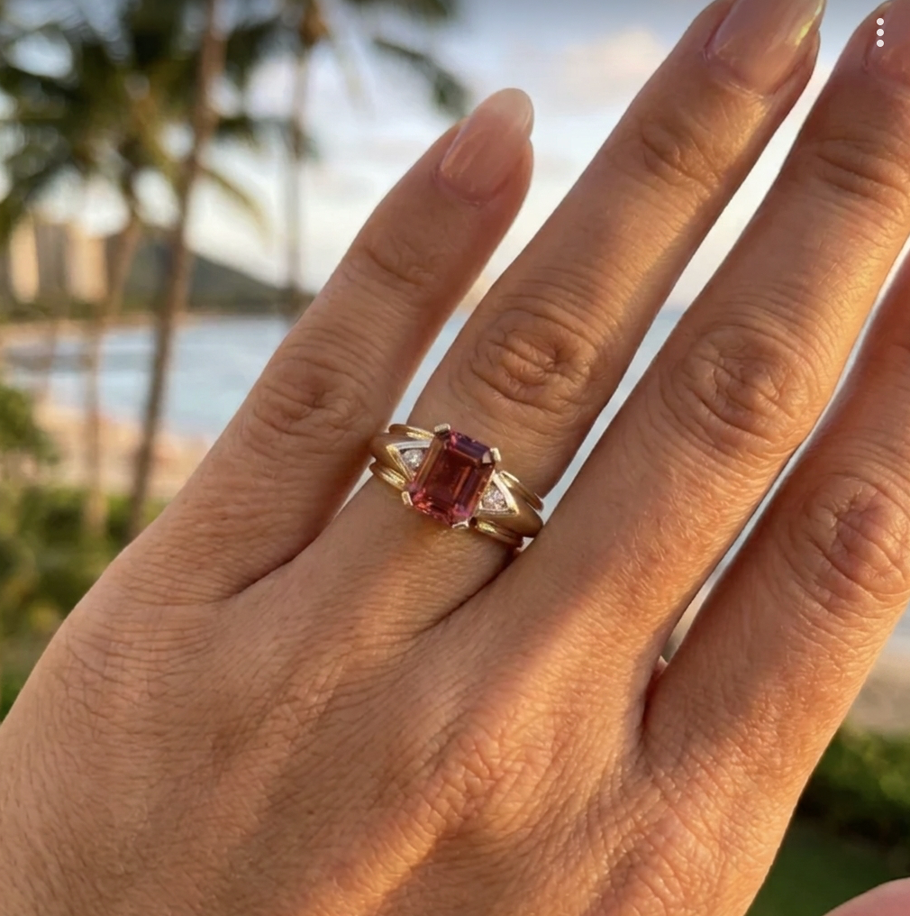 Estate 14k 4.30-Carats Rubellite Tourmaline & Diamond Ring