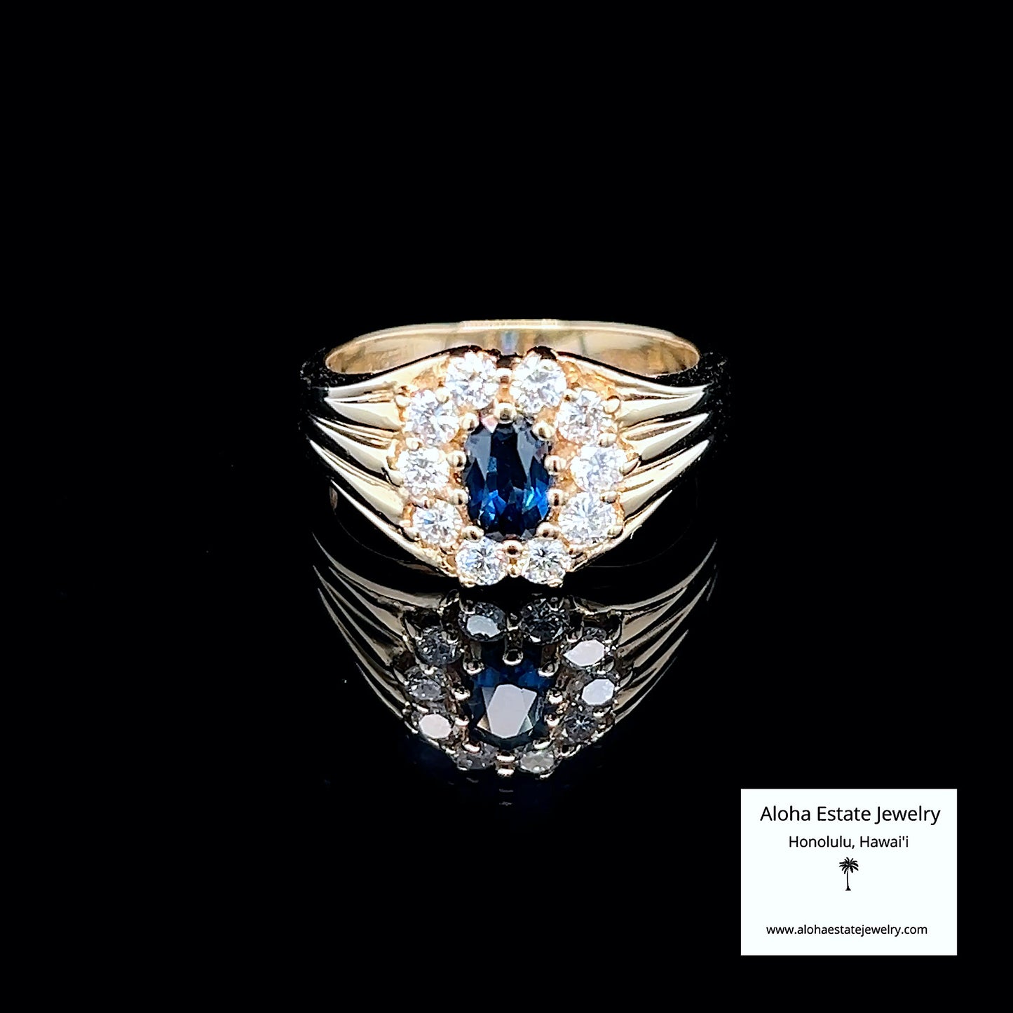 1-Carat Madagascar Royal Blue Sapphire & Diamond Halo Ring in 14k